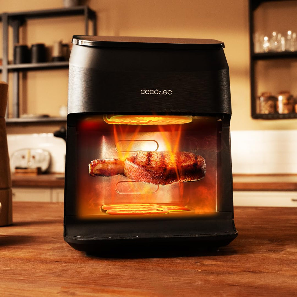 Cecotec Air Fryer 8L with Double Grill, Air Fryer, Cecofry&Grill Duoheat 8000. 2200W, Perfect Golden and Grill Flavor in Meat, Temperature between 80-200°C, 8 Menus and Window