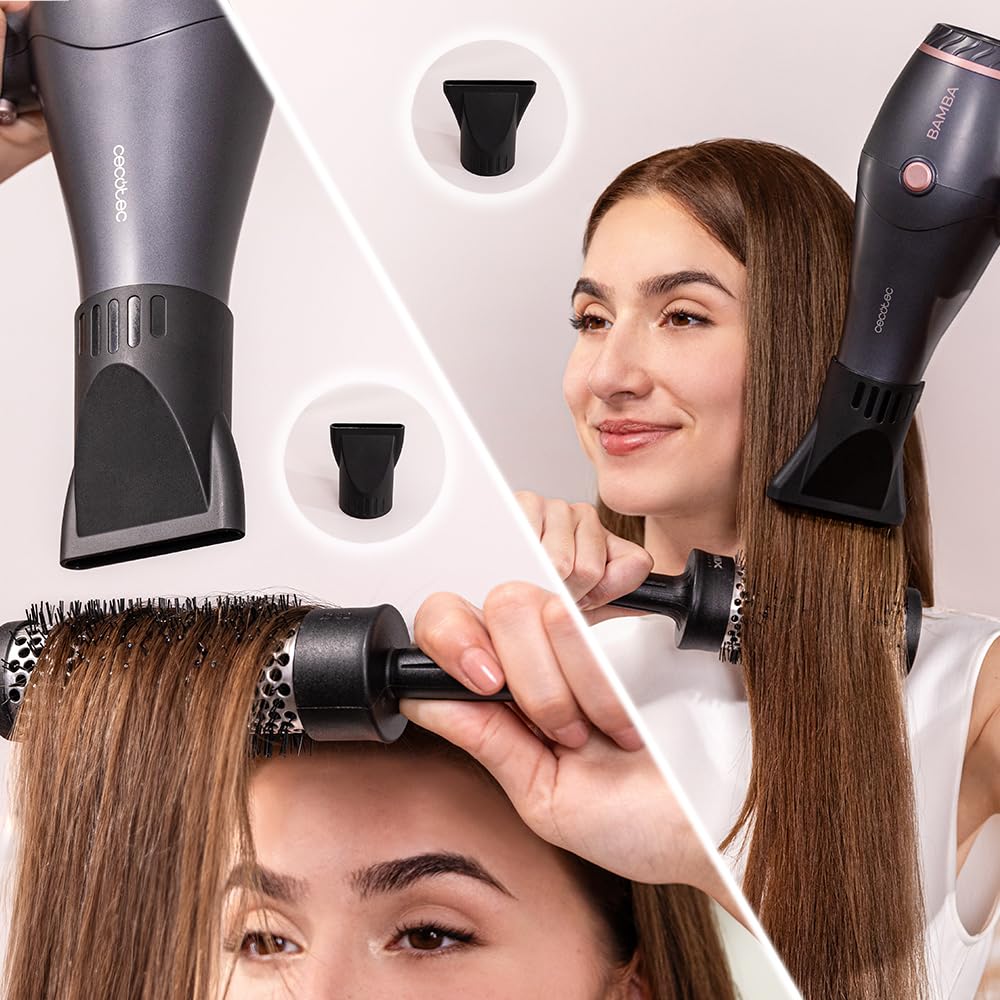 Cecotec Bamba IoniCare 5200 Aura Black Ionic Hair Dryer. 2300W, Concentrator and Diffuser, Frizz Free Hair, DC Motor, Real Ion, High Air Flow, 2 Speeds and 3 Temperatures