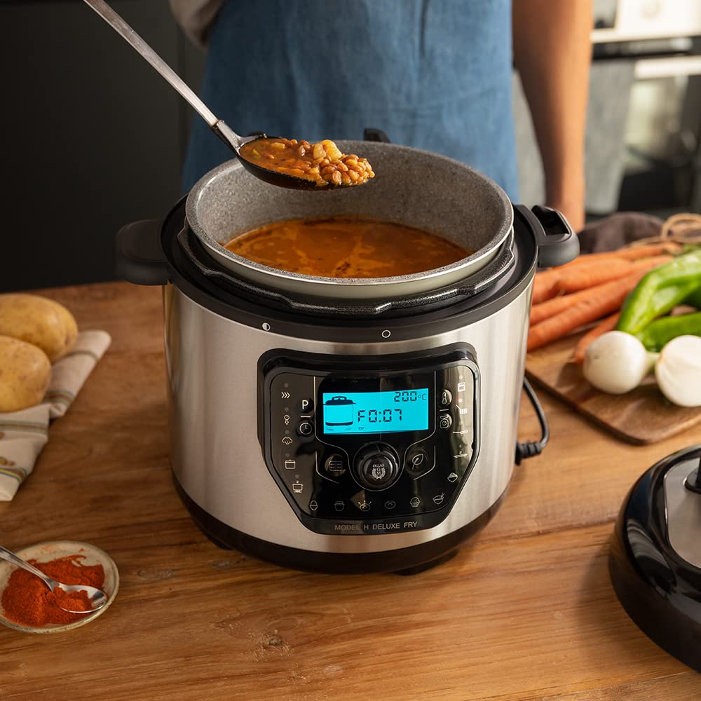 Cecotec Programmable Electric Pressure Cooker GM Model D, Multifunction, 6 Menus, Frying Function, Capacity of 6L, 70-125 kPa, Programmable 24h, Includes Recipe Book, 1000W, Steel and Black