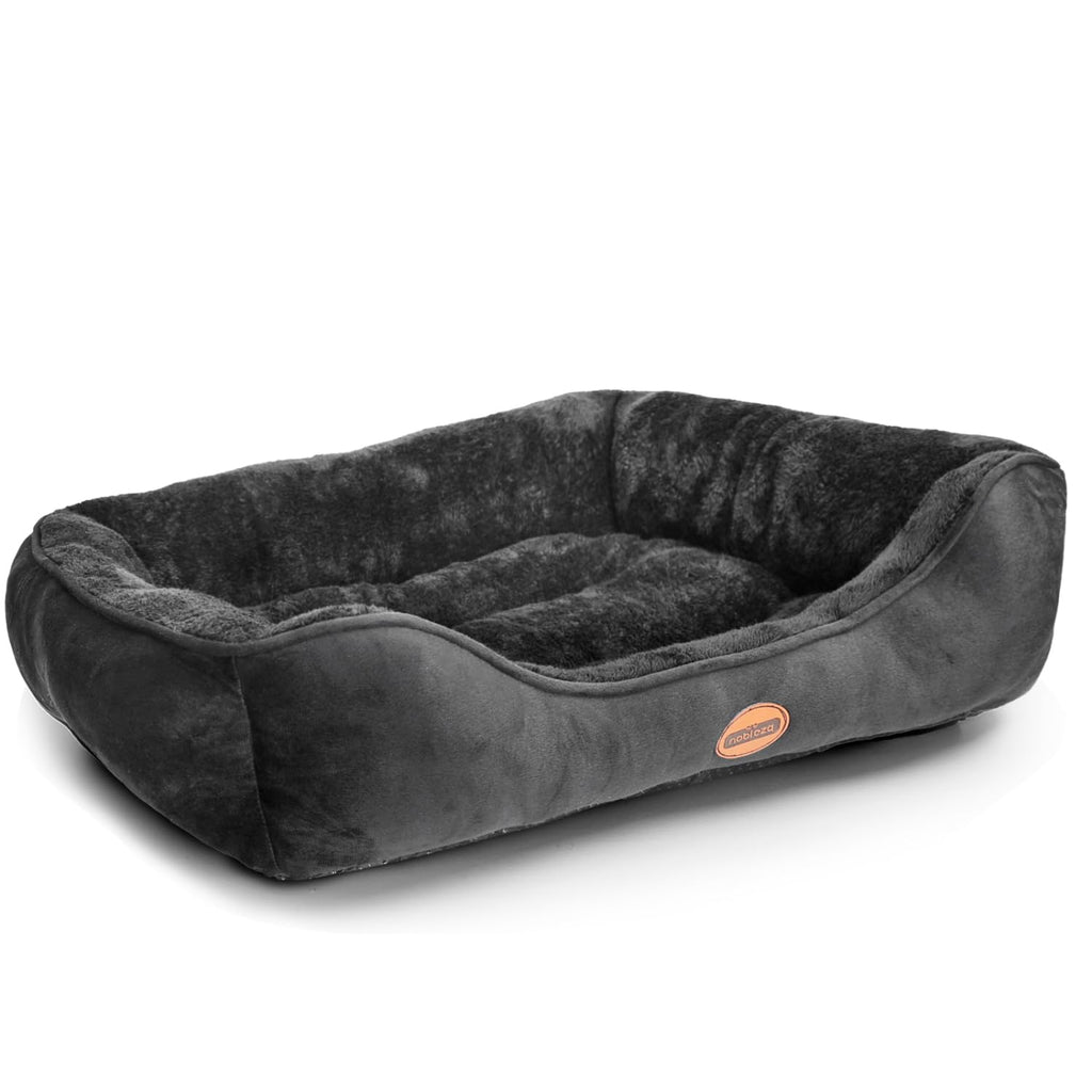 Nobleza Washable Dog Bed, Non-Slip with Super Soft Fibre Filling for Small and Medium Pets, Black, M, 67 x 57 cm