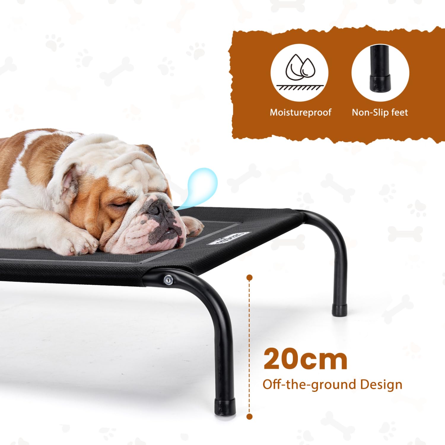 Nobleza Washable Raised Dog Bed, Cooling and Breathable for Outdoor and Indoor, Robust, Grey, L, 124 x 90 x 20 cm