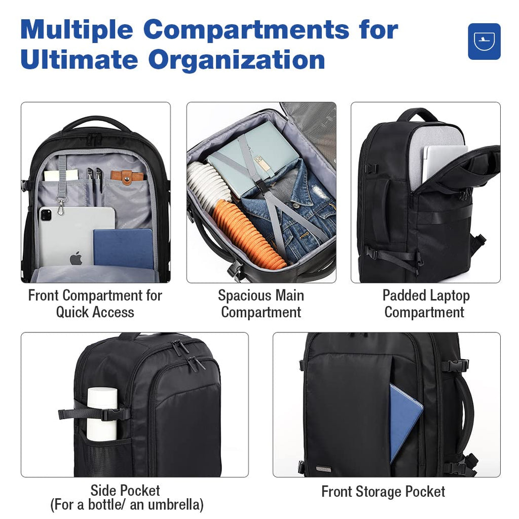 Travel Backpack Cabin Airplane 40x20x25 | Travel Backpack Woman Man - Travel Suitcases Cabin with 6 Organizer Bags - Holidays Business Travel School