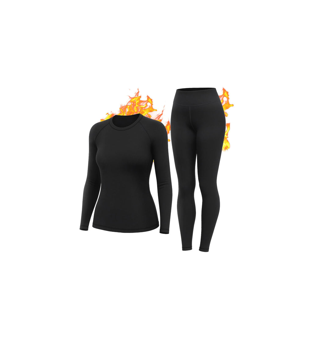 Thermal Shirt Women Winter Set Thermal Long Sleeve Clothes for Extreme Cold T-shirts Tights Pants Leggings Thermal Clothing Snow Black White