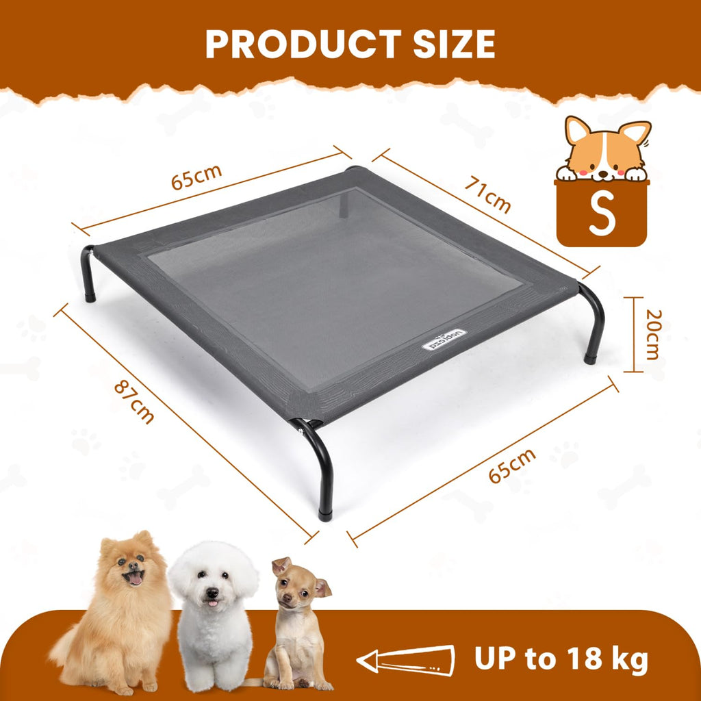 Nobleza Washable Raised Dog Bed, Cooling and Breathable for Outdoor and Indoor, Robust, Grey, L, 124 x 90 x 20 cm