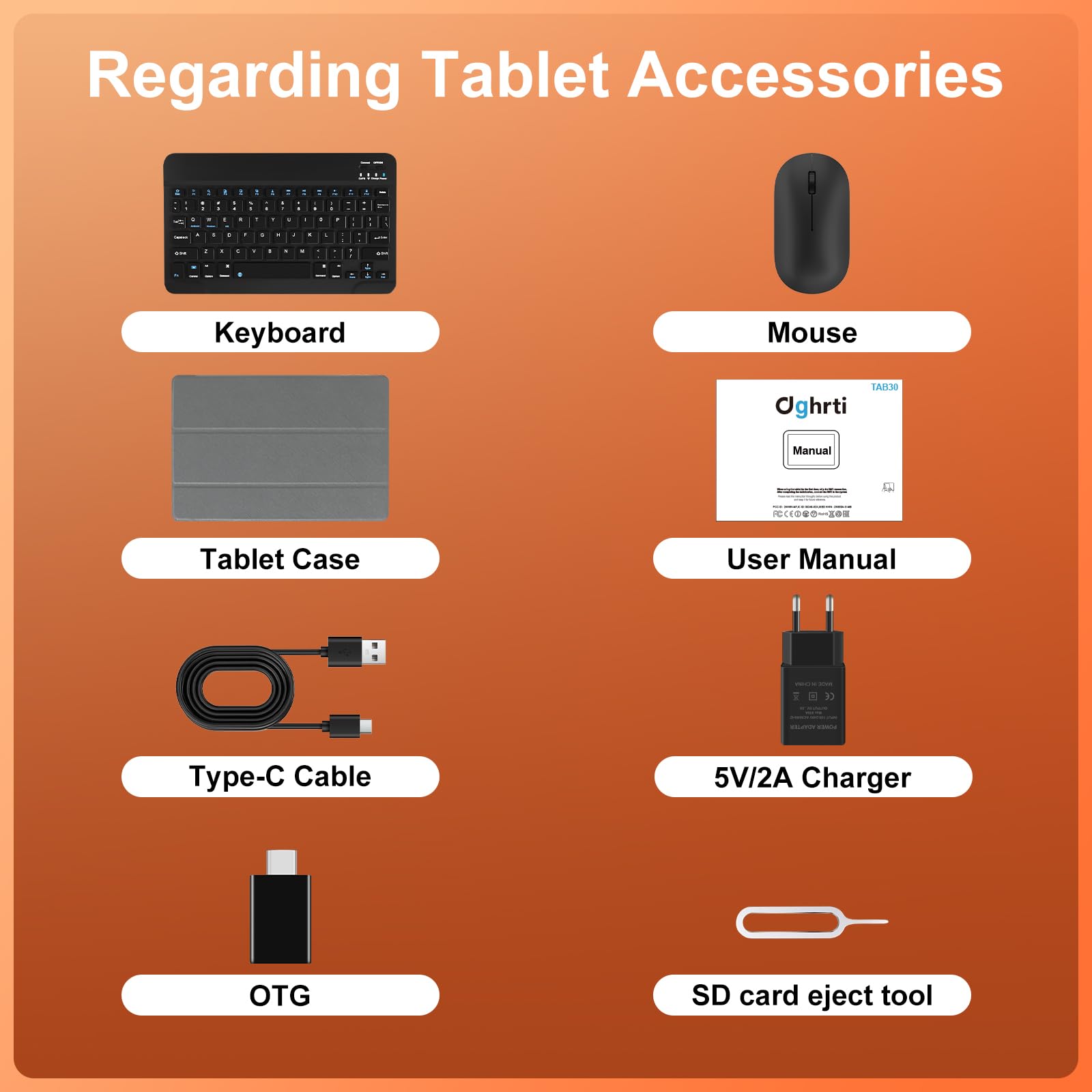 Android 15 Tablet, 30GB RAM 128GB ROM (TF 2TB Expandable), 10 Inch, 8000mAh, WIFI 5G, GPS/BT5.0/OTG, Face ID, Widevine L1, Metal Body Tablet with Keyboard, Mouse and Protective Case -Black