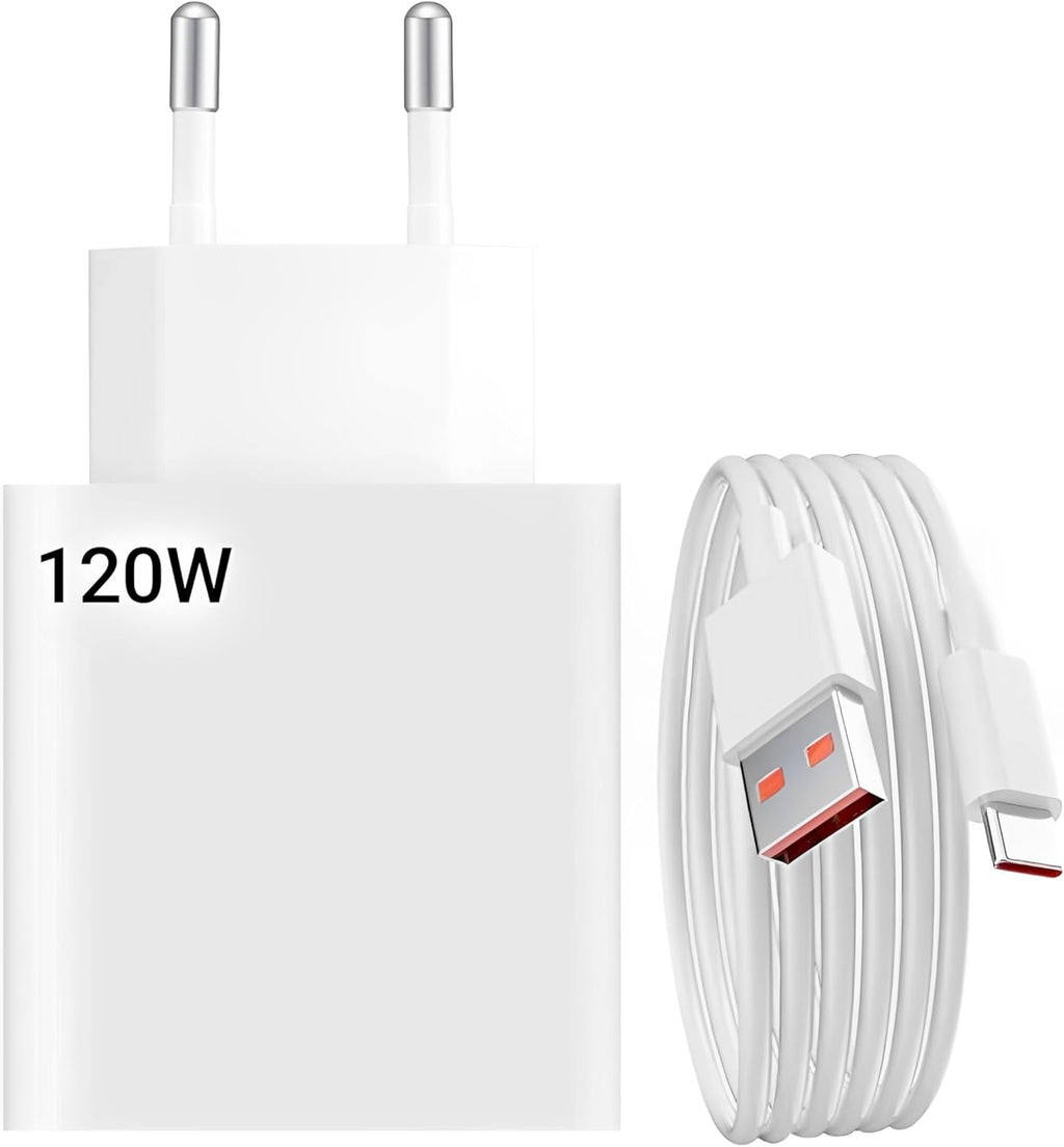 Quick Charge Charger 120 W USB-C Cable 1 Meter, 6 A, Ultra Fast Charging QC 3.0, Compatible, for Xiaomi, Redmin Note, Poco.