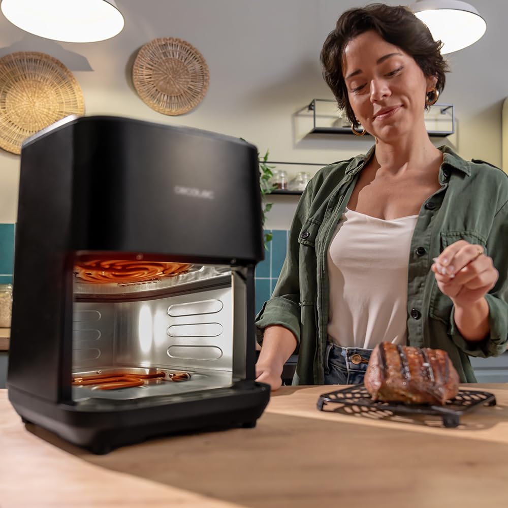 Cecotec Air Fryer 8L with Double Grill, Air Fryer, Cecofry&Grill Duoheat 8000. 2200W, Perfect Golden and Grill Flavor in Meat, Temperature between 80-200°C, 8 Menus and Window