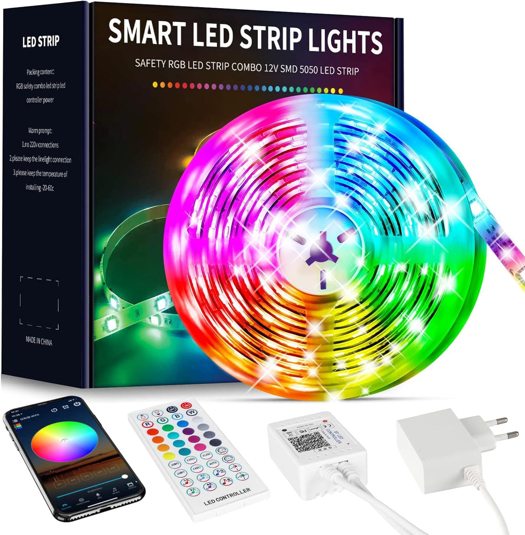 LED Strips 20 Metres RGB 5050, LED Lights with App and Controller, Sync with Music, Ideal for LED Lights, Room Lights, Party Decoration and Christmas (10 m x 2)