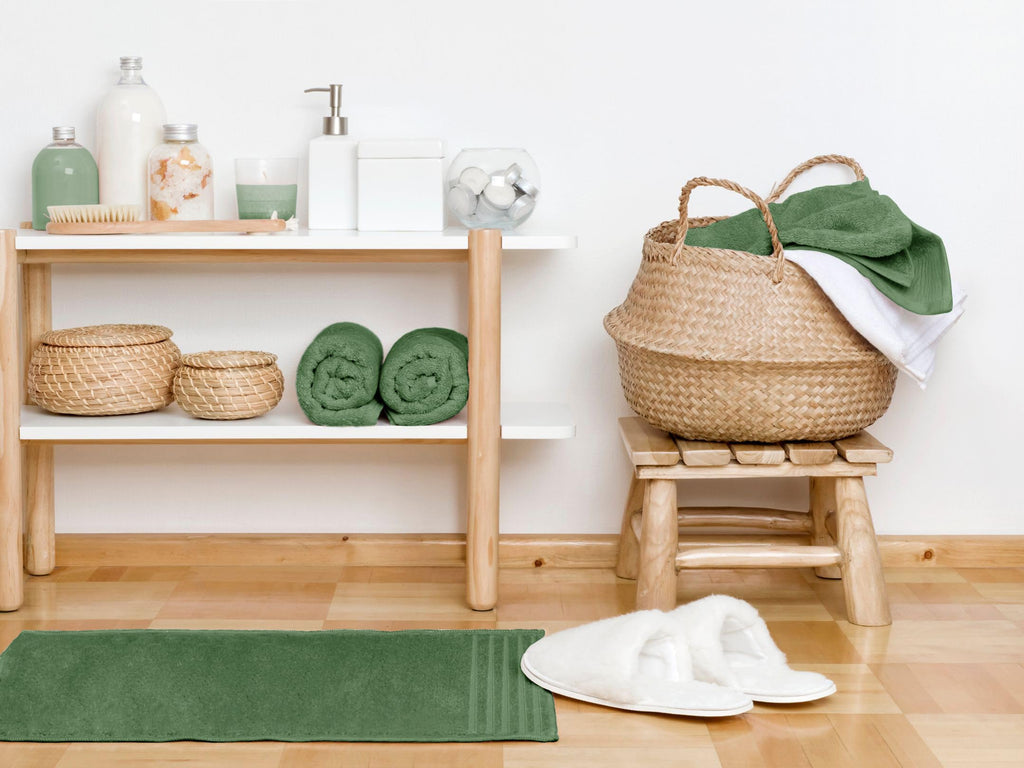 500 g Plain Full Bath Towel Set – Large and Small Terry Towels, 100% Cotton – Pack (2 Washbasin + 2 Shower) – High Absorption – Cotton Towel – Grass