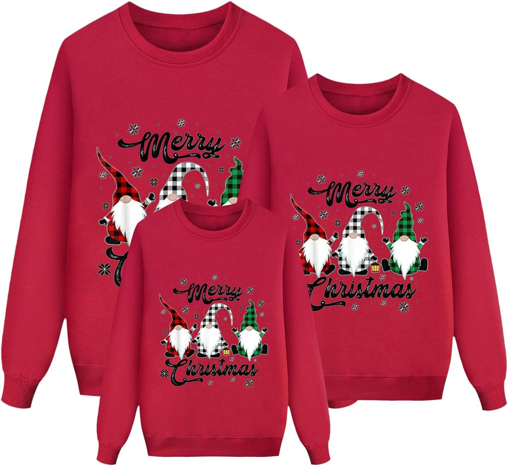 Sweater Christmas Family Woman Man Child Christmas Sweatshirts Family Round Neck Long Sleeve Christmas Sweater Winter Warm Christmas Jerseys for Couples Blouses Tops