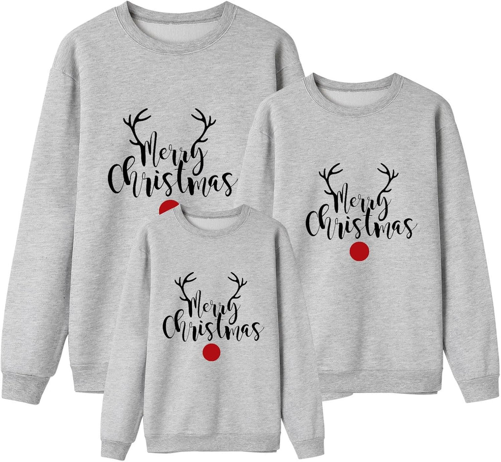 Sweater Christmas Family Woman Man Child Christmas Sweatshirts Family Round Neck Long Sleeve Christmas Sweater Winter Warm Christmas Jerseys for Couples Blouses Tops