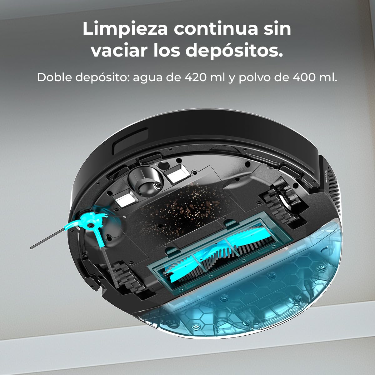 Cecotec Conga M50 Robot Vacuum Cleaner and Floor Scrubber, Laser Navigation, 5000Pa Suction Pressure, 3200 mAh Battery, Multifunction Brush for All Surfaces, Coverage up to 160 m²