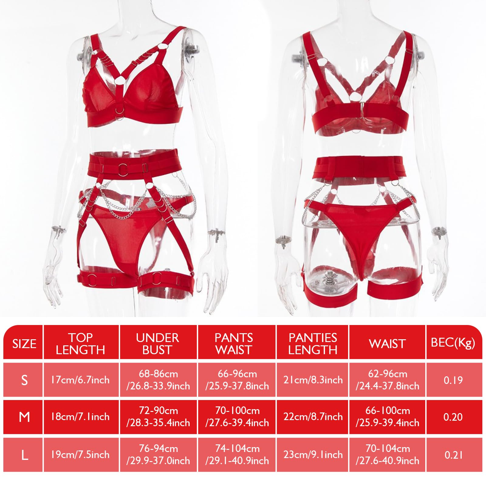 Sexy Lingerie Sets for Women, 5 Pieces Exotic Lingerie Sets with Thigh Garters Bra Set with Underwire and Chain