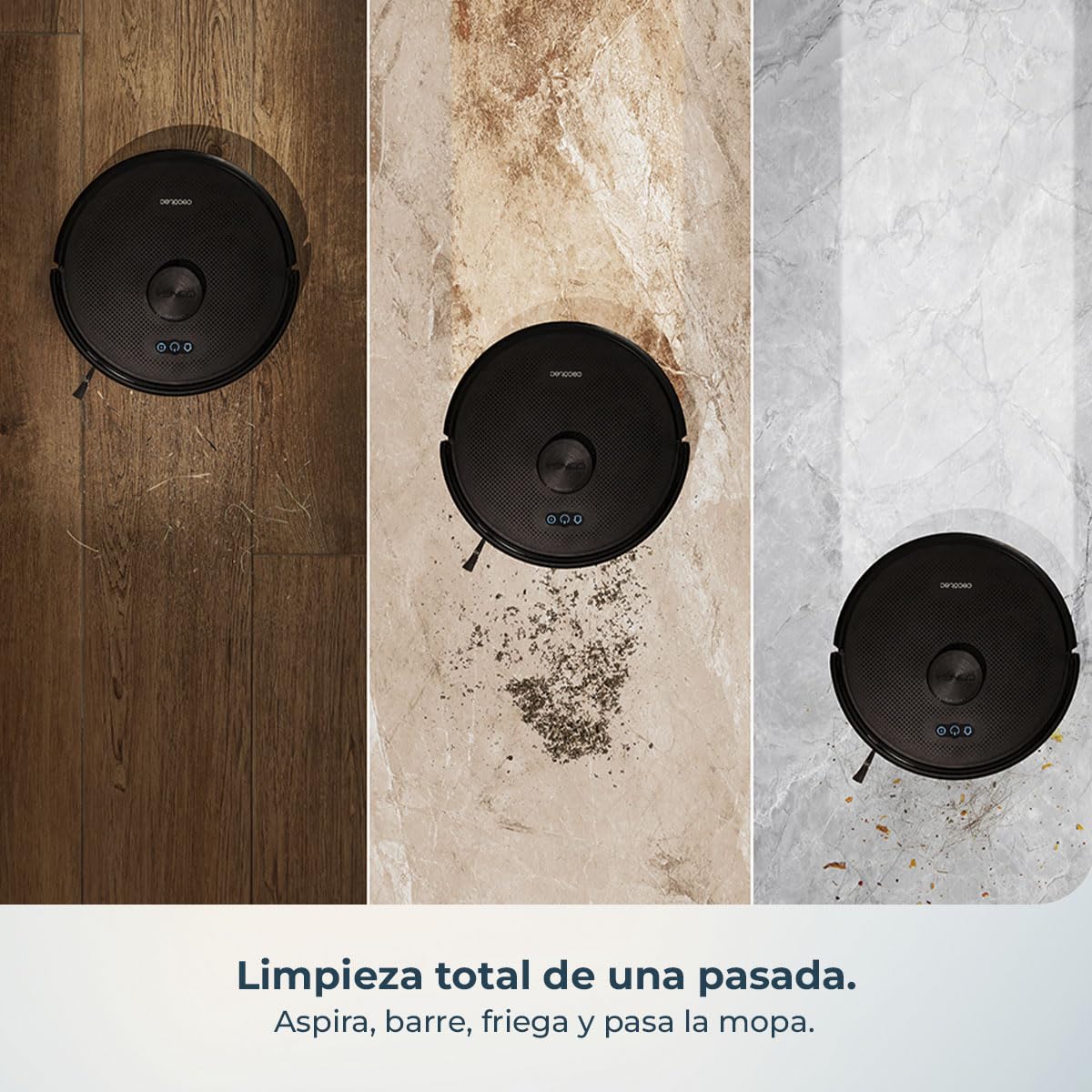 Cecotec Conga M50 Robot Vacuum Cleaner and Floor Scrubber, Laser Navigation, 5000Pa Suction Pressure, 3200 mAh Battery, Multifunction Brush for All Surfaces, Coverage up to 160 m²