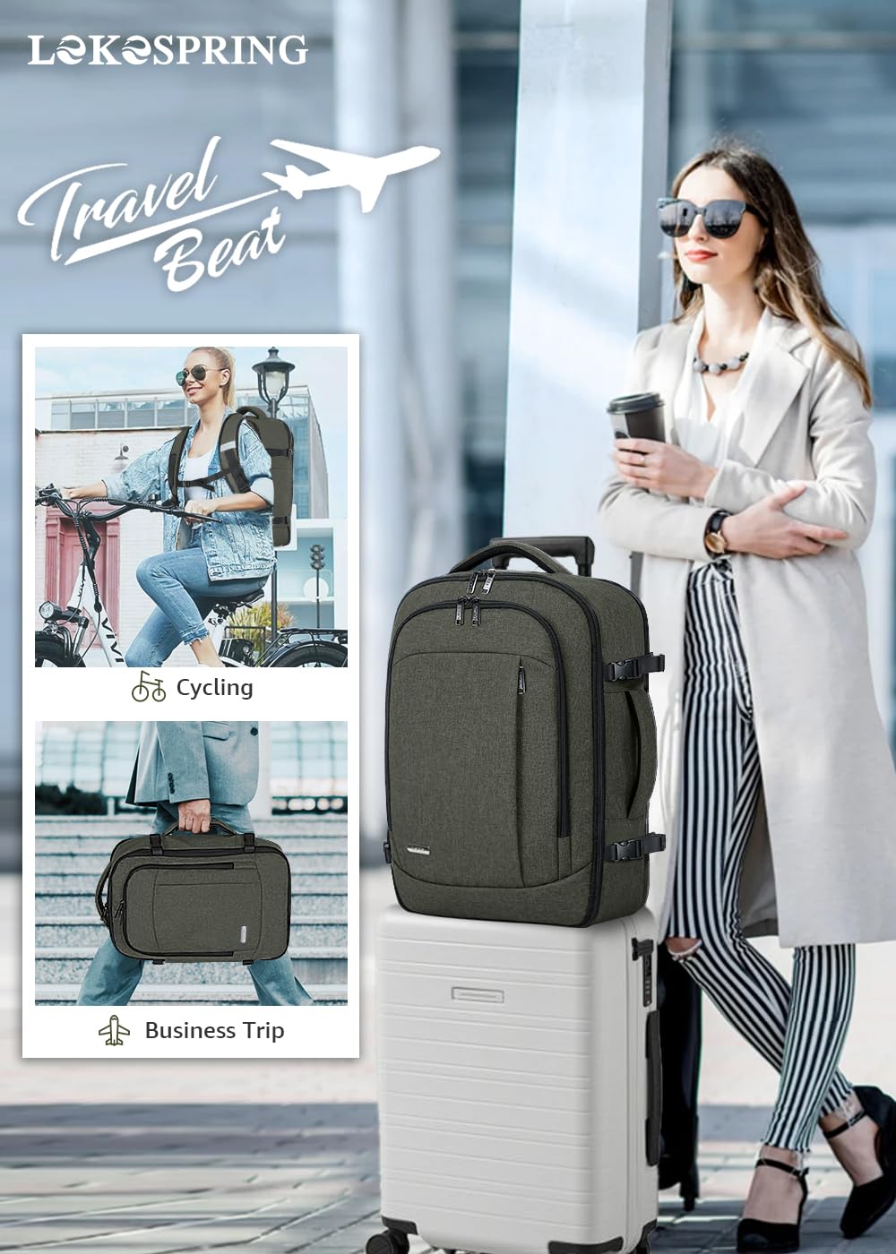 Travel Backpack Cabin Airplane 40x20x25 | Travel Backpack Woman Man - Travel Suitcases Cabin with 6 Organizer Bags - Holidays Business Travel School