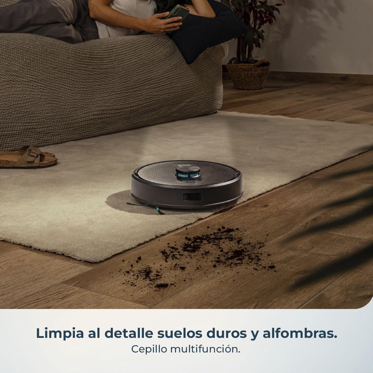 Cecotec Conga M50 Robot Vacuum Cleaner and Floor Scrubber, Laser Navigation, 5000Pa Suction Pressure, 3200 mAh Battery, Multifunction Brush for All Surfaces, Coverage up to 160 m²