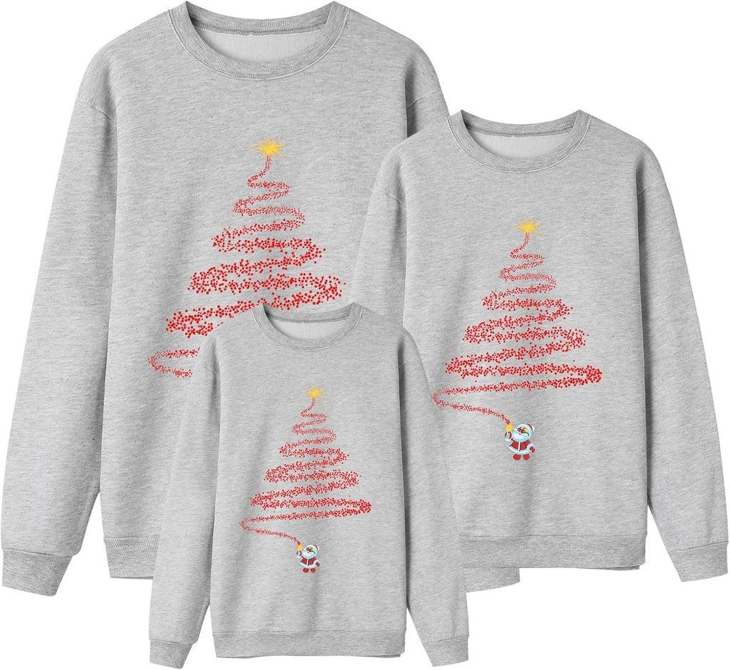 Sweater Christmas Family Woman Man Child Christmas Sweatshirts Family Round Neck Long Sleeve Christmas Sweater Winter Warm Christmas Jerseys for Couples Blouses Tops
