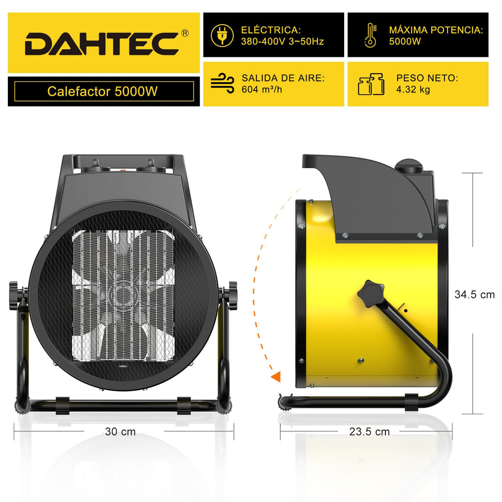 Ceramic Heater 2000W - Low Consumption - Portable Electric Radiator - Fast Heating in 3 s - Suitable for Homes, Bathrooms and Construction Sites