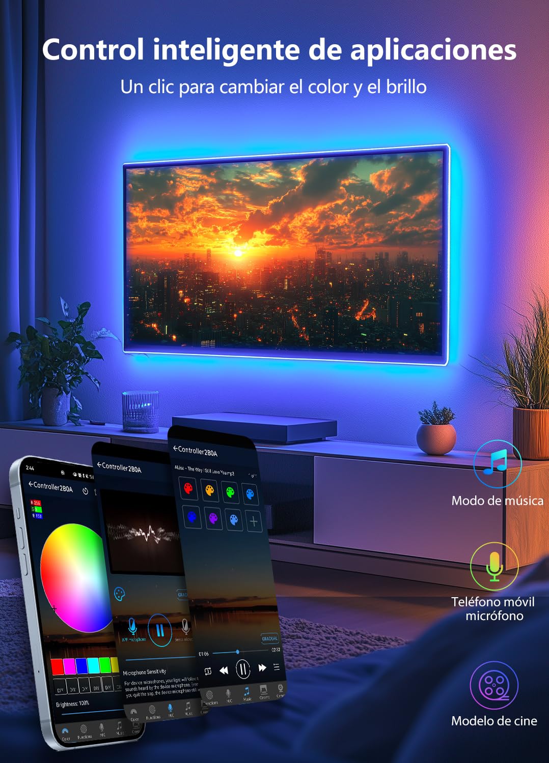 LED Strips 20 Metres RGB 5050, LED Lights with App and Controller, Sync with Music, Ideal for LED Lights, Room Lights, Party Decoration and Christmas (10 m x 2)