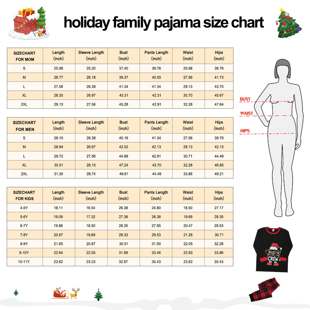 Christmas Family Pajamas, Christmas Family Pajamas Set, Long Sleepwear, Sleeping Sleeves, Cute Elk Print, Suitable for Women, Men, Kids and Baby, Red