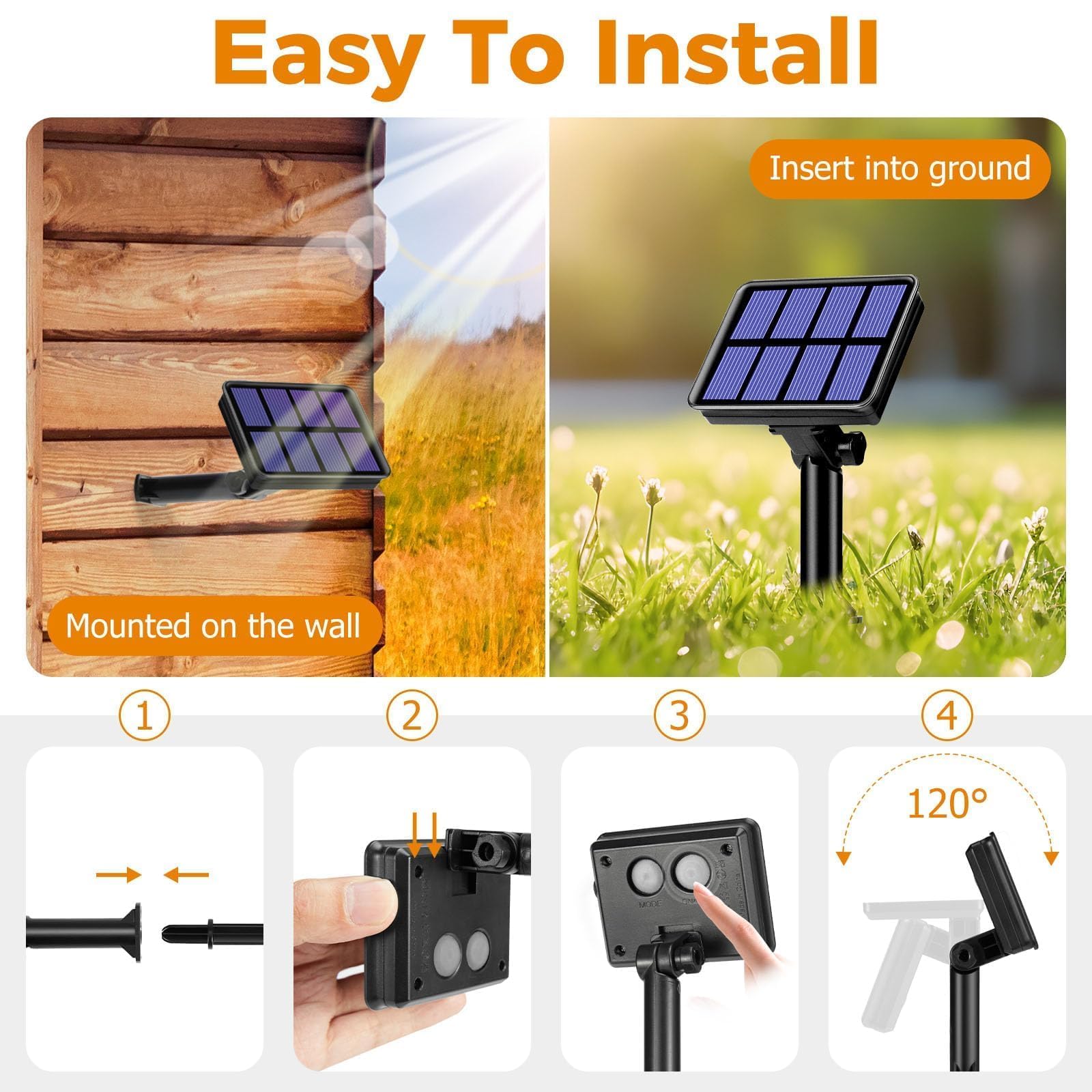 btfarm 2 Pack of Outdoor Solar String Lights, Fully 30M 300 LED, 8 Modes String Lights Decoration for Terrace, Parties, Weddings, Patio, Gardens (Warm White)