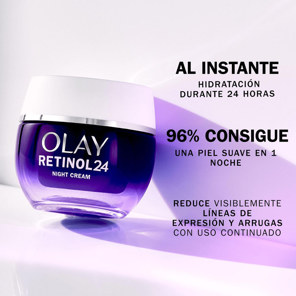Olay Retinol 24 Crema de Noche Hidratante Facial, Cuidado de la Piel con Vitamina E Antioxidante. Cuidado de la Piel Well-aging durante la Noche: Suaviza, Renueva E Hidrata, 50 ml