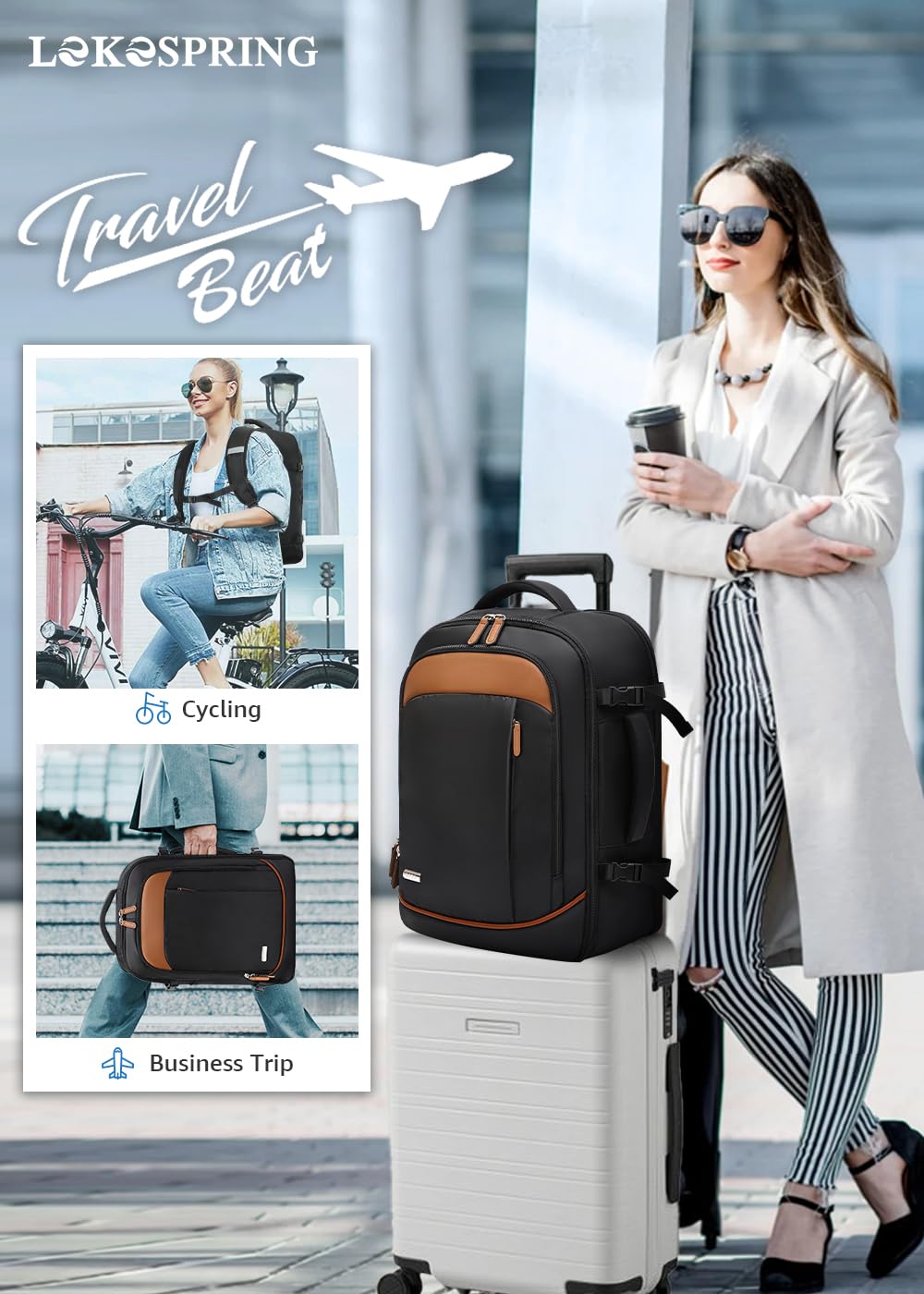 Travel Backpack Cabin Airplane 40x20x25 | Travel Backpack Woman Man - Travel Suitcases Cabin with 6 Organizer Bags - Holidays Business Travel School