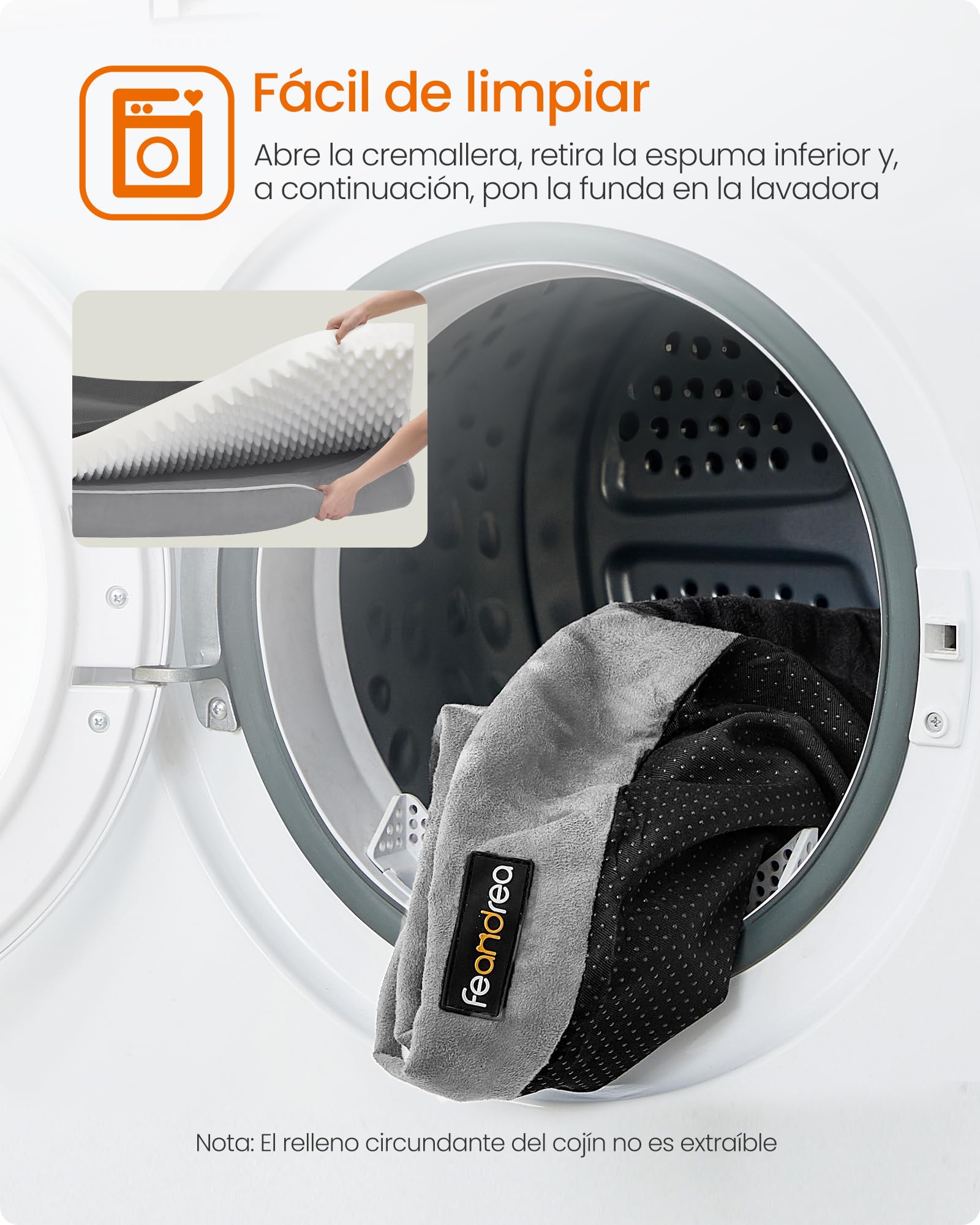 Feandrea Orthopedic Dog Bed, Sofa, Pet Bed, Soft Padding, Raised Edges, Removable and Washable Cover, 122 x 85 x 20 cm, Non-Slip, Osucro Grey PGW078G01