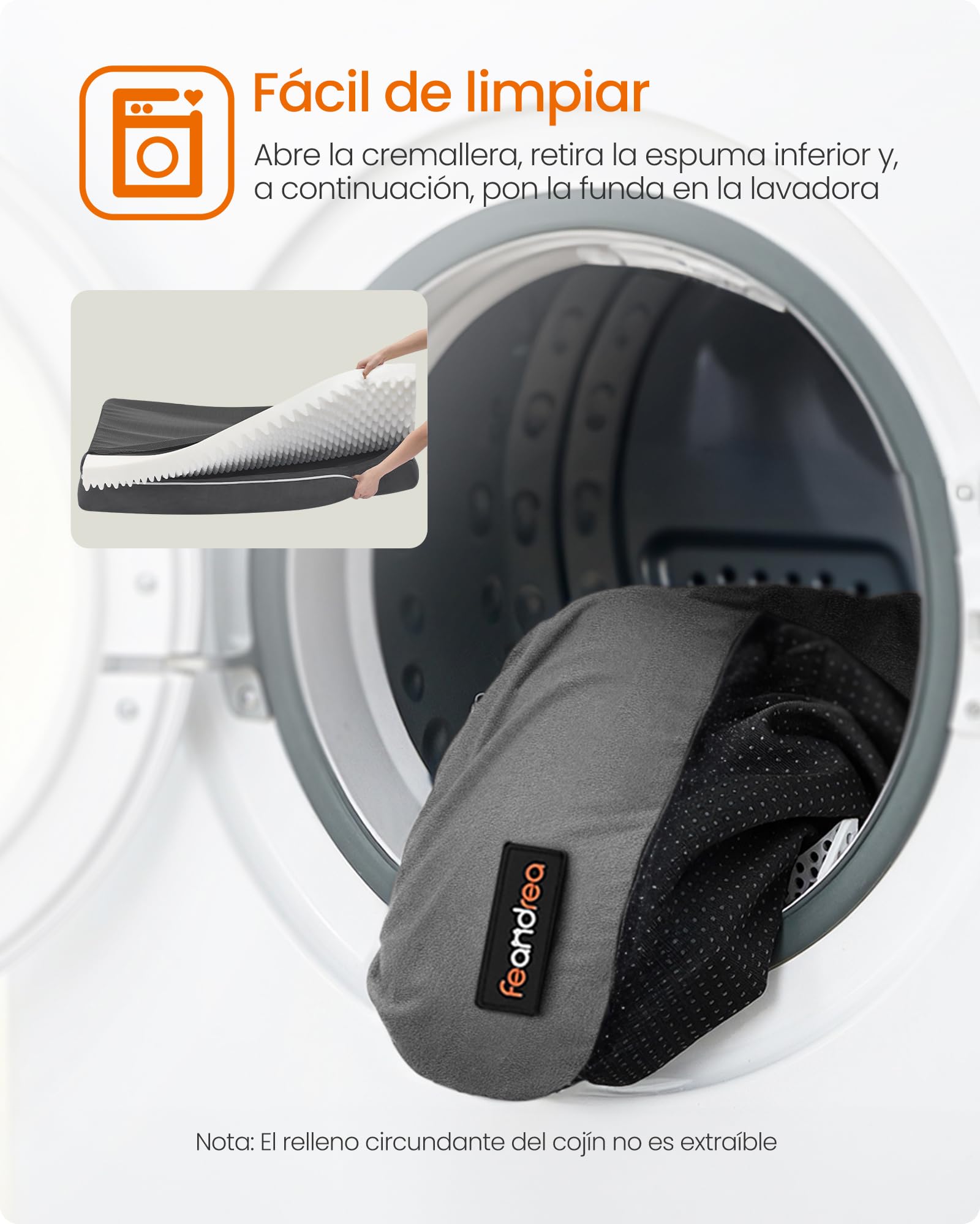 Feandrea Orthopedic Dog Bed, Sofa, Pet Bed, Soft Padding, Raised Edges, Removable and Washable Cover, 122 x 85 x 20 cm, Non-Slip, Osucro Grey PGW078G01