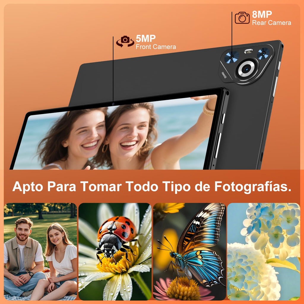 Android 15 Tablet, 30GB RAM 128GB ROM (TF 2TB Expandable), 10 Inch, 8000mAh, WIFI 5G, GPS/BT5.0/OTG, Face ID, Widevine L1, Metal Body Tablet with Keyboard, Mouse and Protective Case -Black