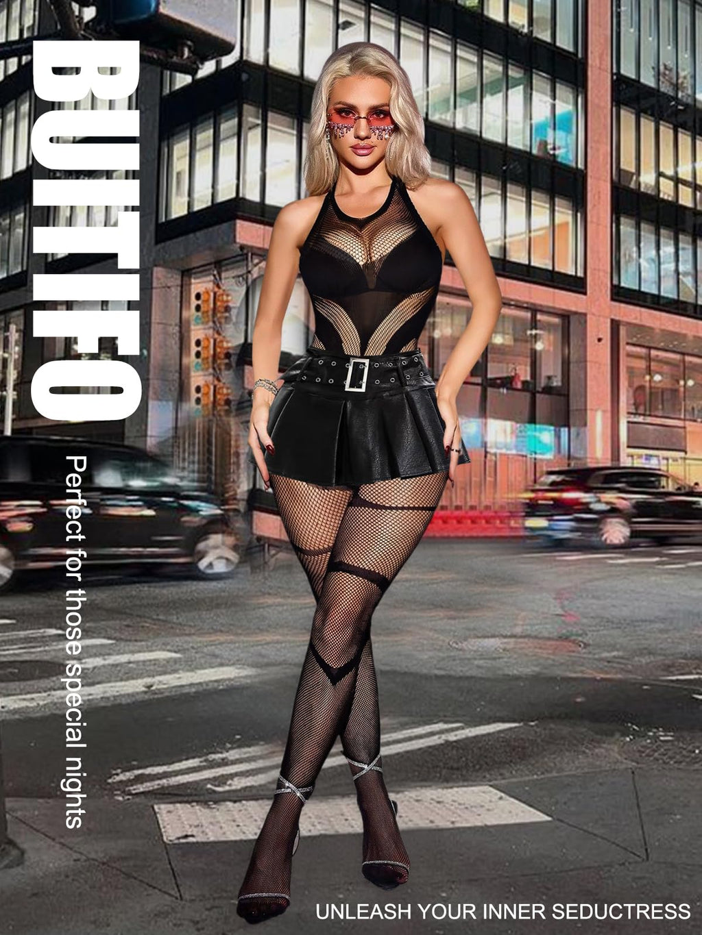 Buitifo mesh bodysuit woman plus size crotchless sexy sleepwear soft lingerie women