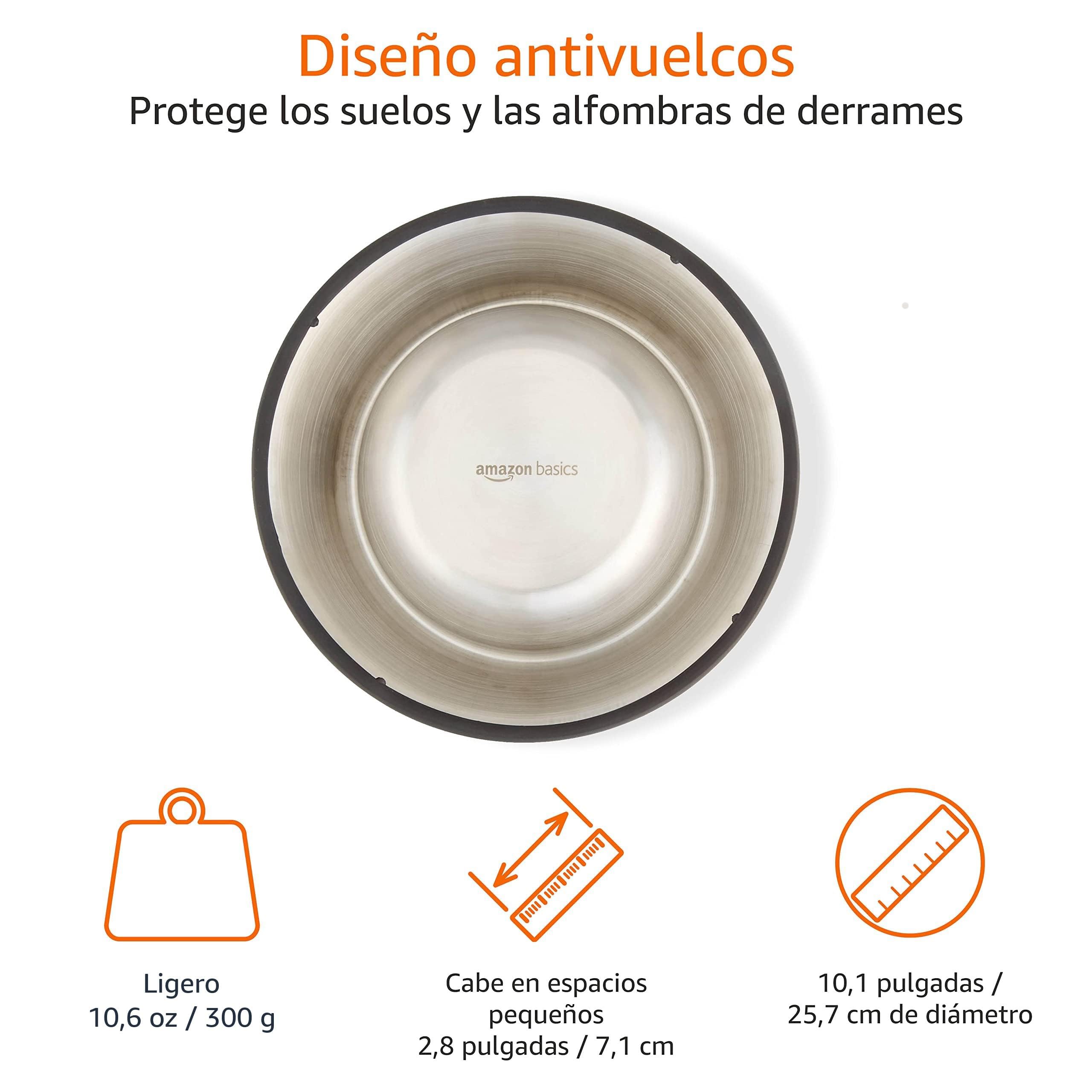 Amazon Basics Stainless Steel Dog Feeder with 2 Feeders, Silver