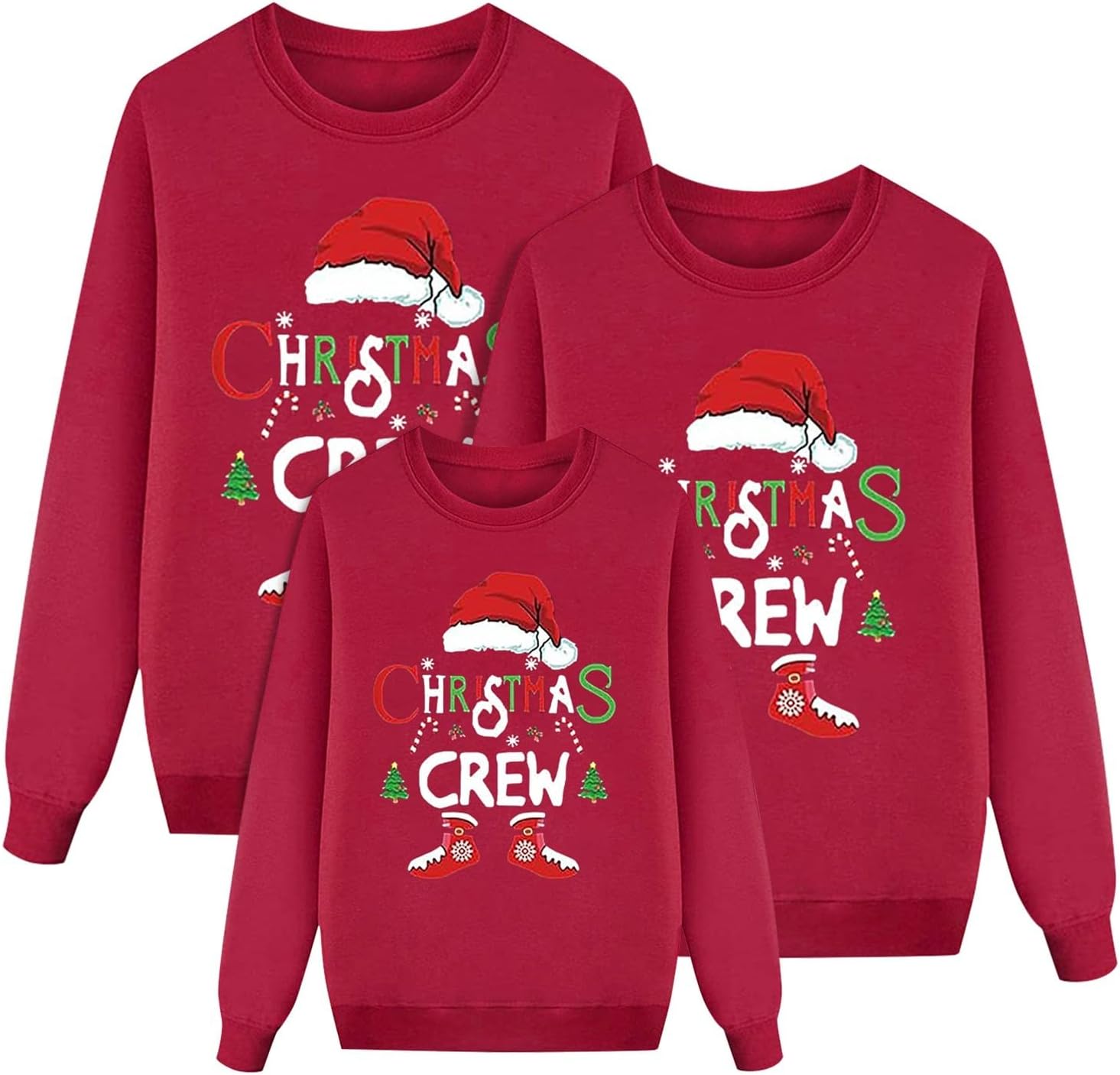 Sweater Christmas Family Woman Man Child Christmas Sweatshirts Family Round Neck Long Sleeve Christmas Sweater Winter Warm Christmas Jerseys for Couples Blouses Tops