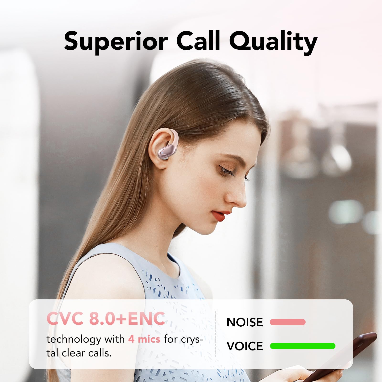 Wireless Headphones, Bluetooth 5.3 Sports Headphones with Ear Hooks, 60H Playback, LED Display, ENC HD Call, Deep Low, Comfortable Fit, IPX7 Waterproof (Black)