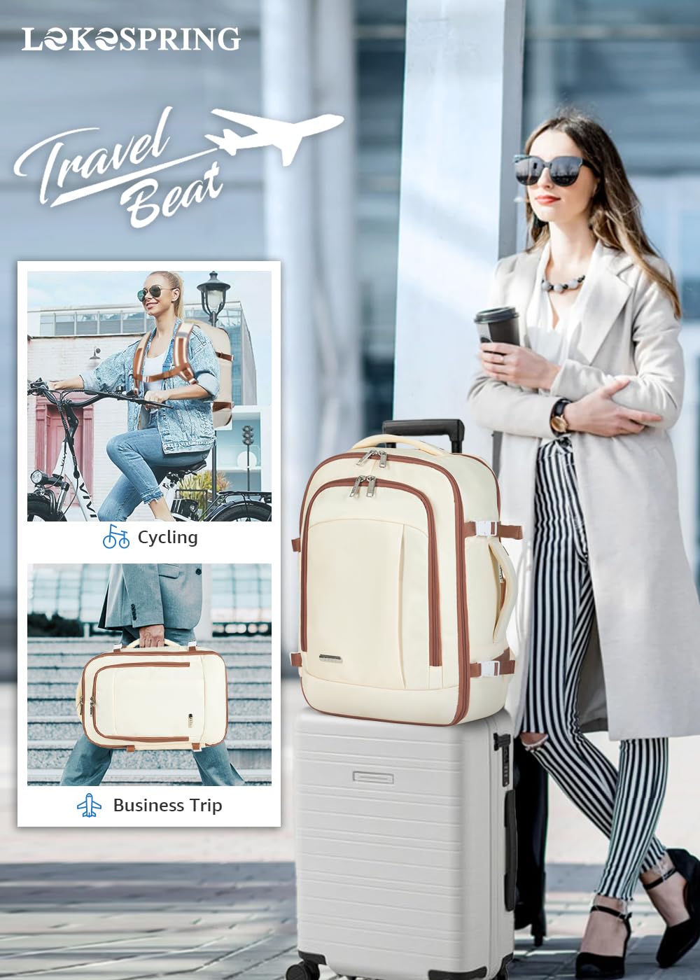 Travel Backpack Cabin Airplane 40x20x25 | Travel Backpack Woman Man - Travel Suitcases Cabin with 6 Organizer Bags - Holidays Business Travel School