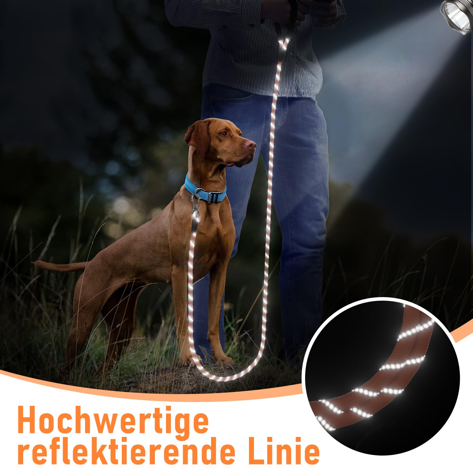 X XBEN Dog Training Lead, 1.5 m, 3 m, 5 m, 6 m, 10 m, 15 m, 20 m, 25 m, 30 m, Long Dog Leash with Lockable Hook, Training Leash for Large and Small Dogs, Reflective and Durable
