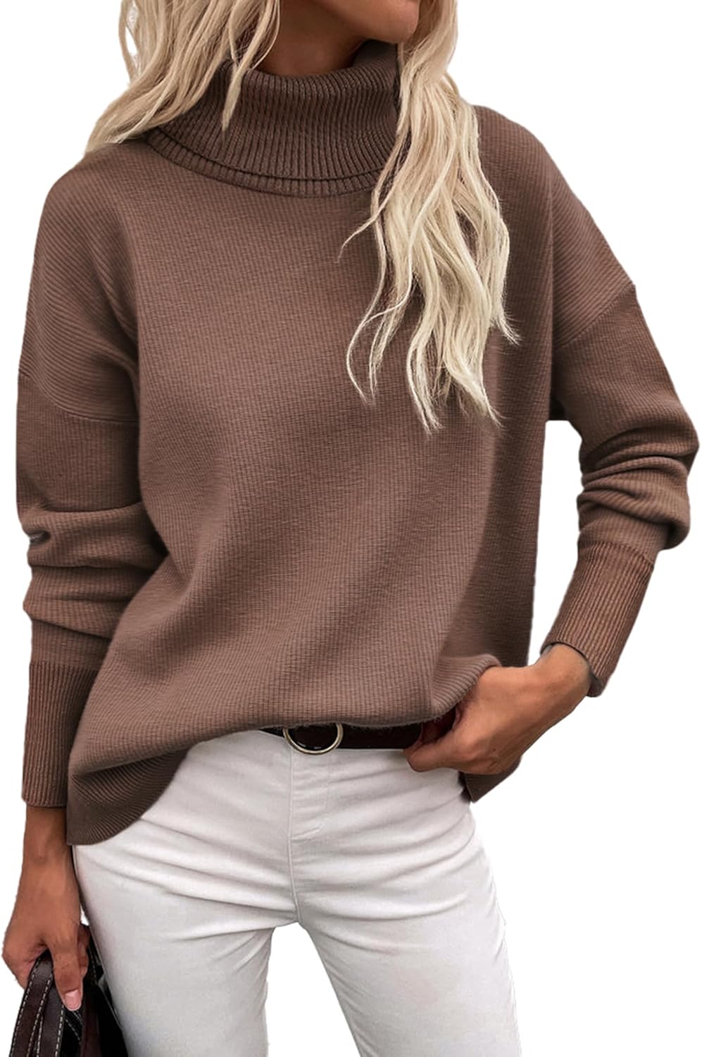 Zeagoo Women's Turtleneck Sweater Autumn Warm Sweater Winter Pullover Long Elegant Casual Knitted Sweater