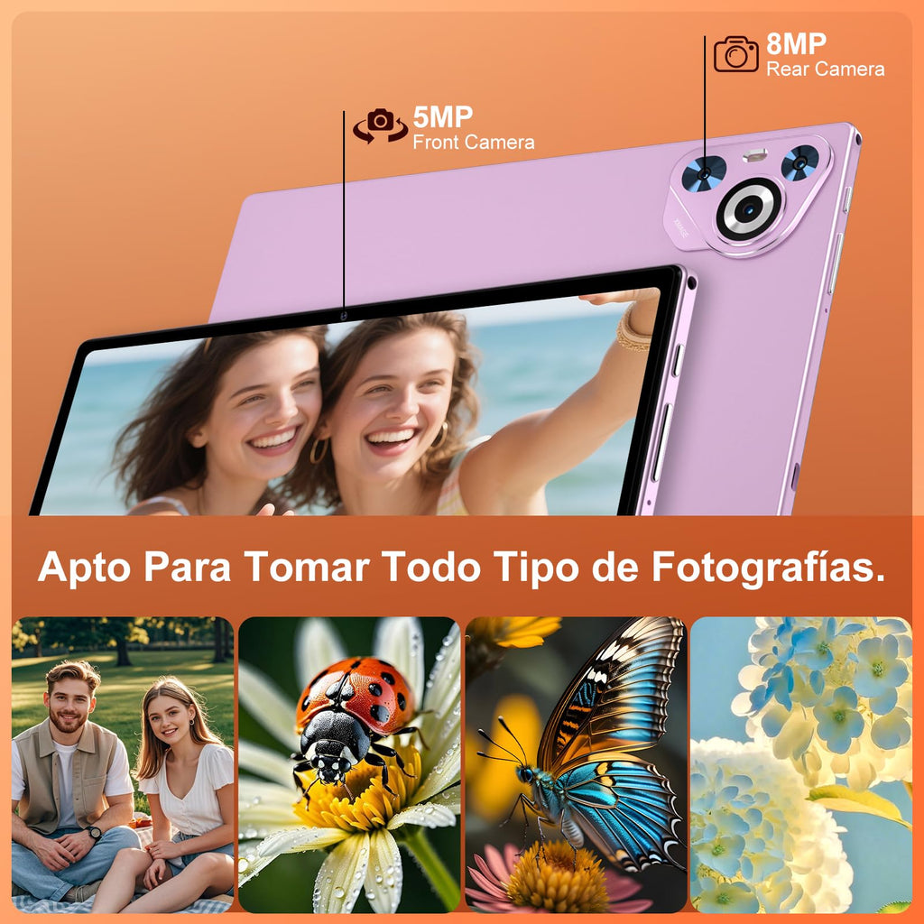 Android 15 Tablet, 30GB RAM 128GB ROM (TF 2TB Expandable), 10 Inch, 8000mAh, WIFI 5G, GPS/BT5.0/OTG, Face ID, Widevine L1, Metal Body Tablet with Keyboard, Mouse and Protective Case -Black