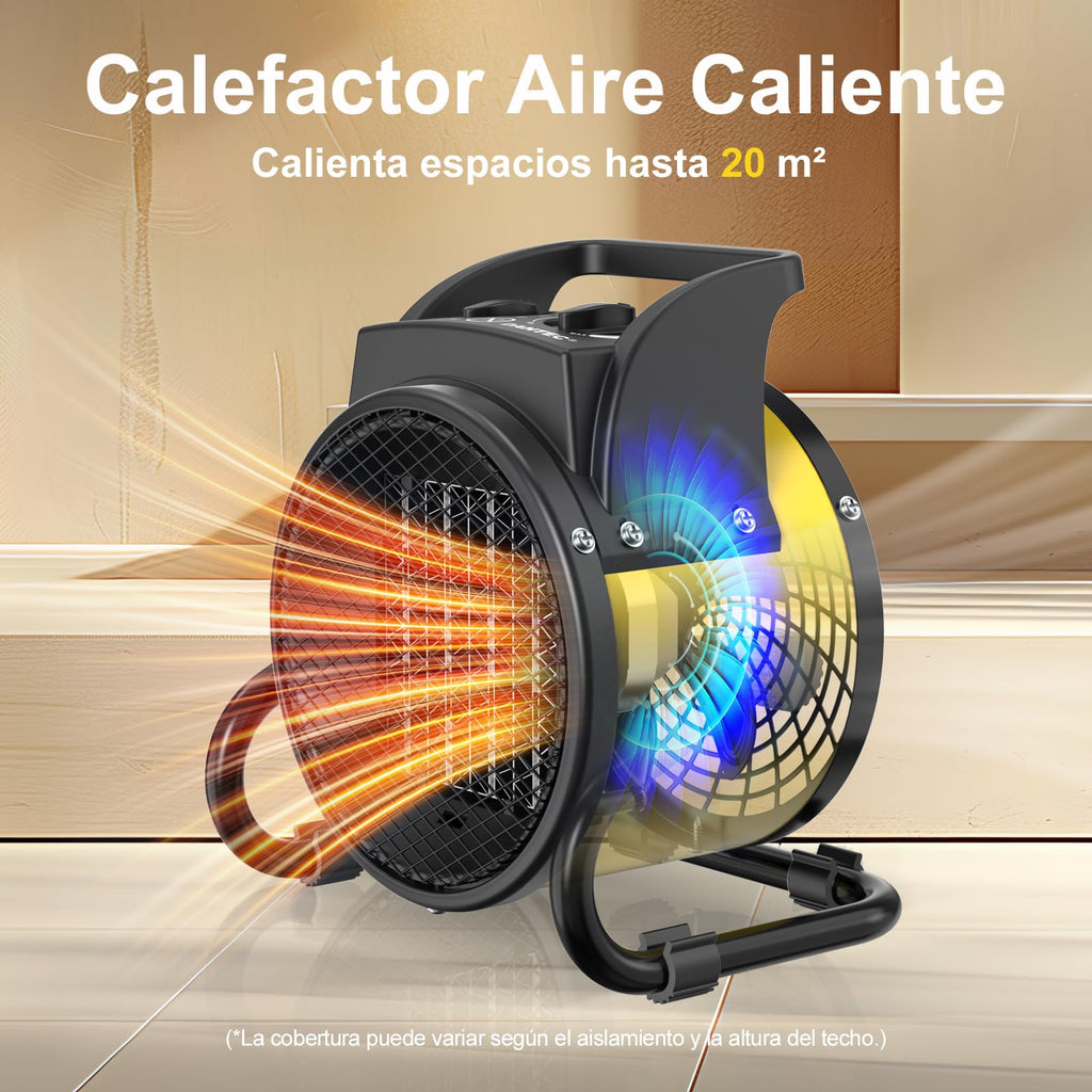 Ceramic Heater 2000W - Low Consumption - Portable Electric Radiator - Fast Heating in 3 s - Suitable for Homes, Bathrooms and Construction Sites