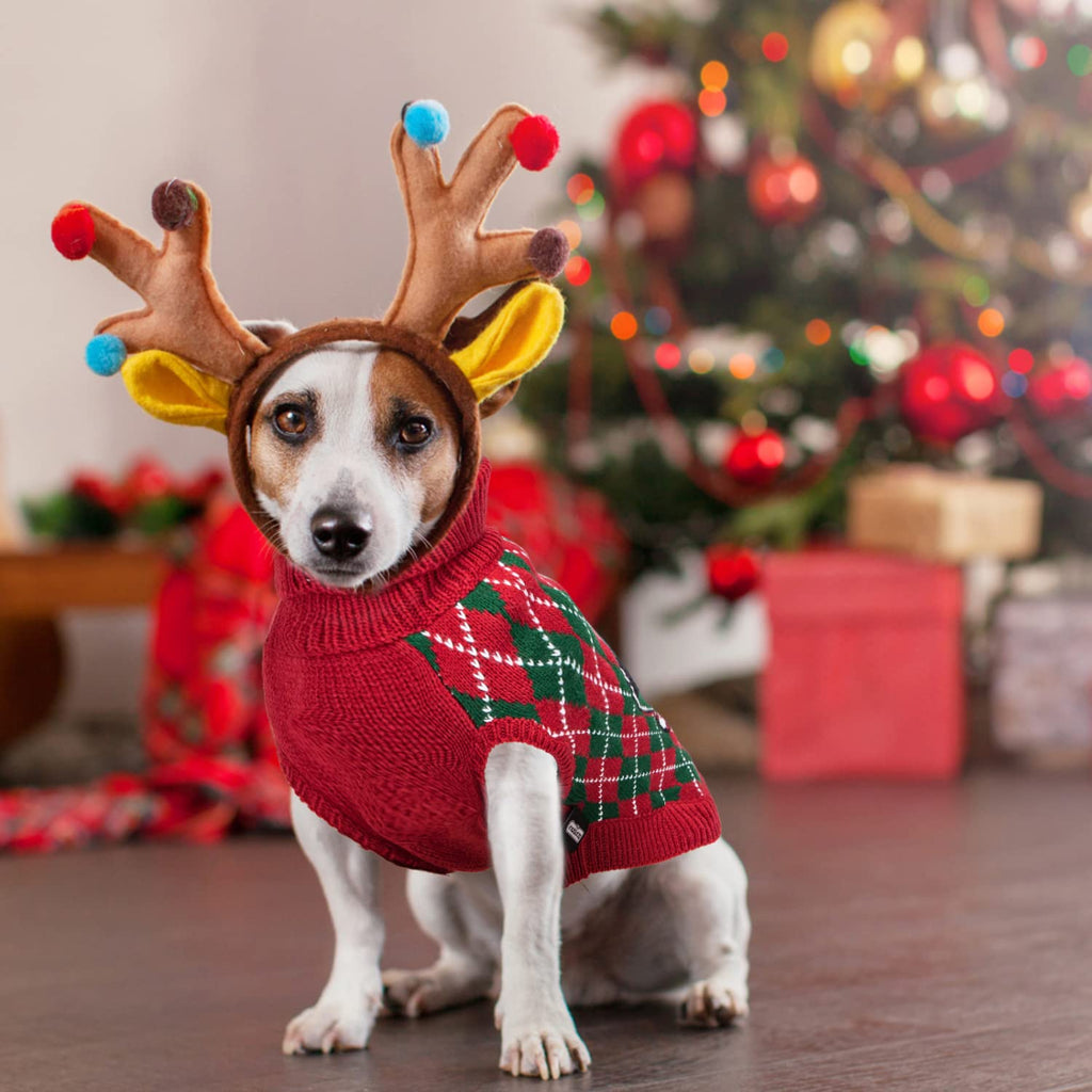 Nobleza - Christmas Dog Sweaters and Kittens, Pet Sweater, Warm Winter Clothes Suitable for Small and Medium Dogs (Red, S)