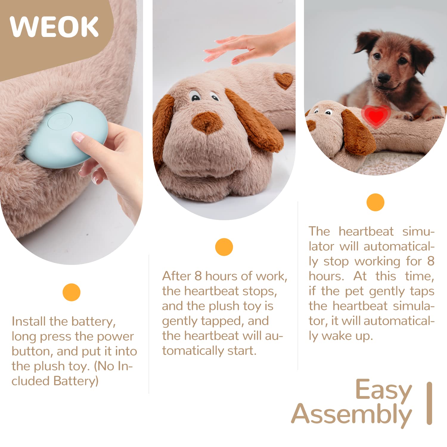 Puppy Heartbeat Toy, Separation Anxiety Relief Toy, Puppy Heartbeat Calming Plush Toy for Anxiety and Behavior