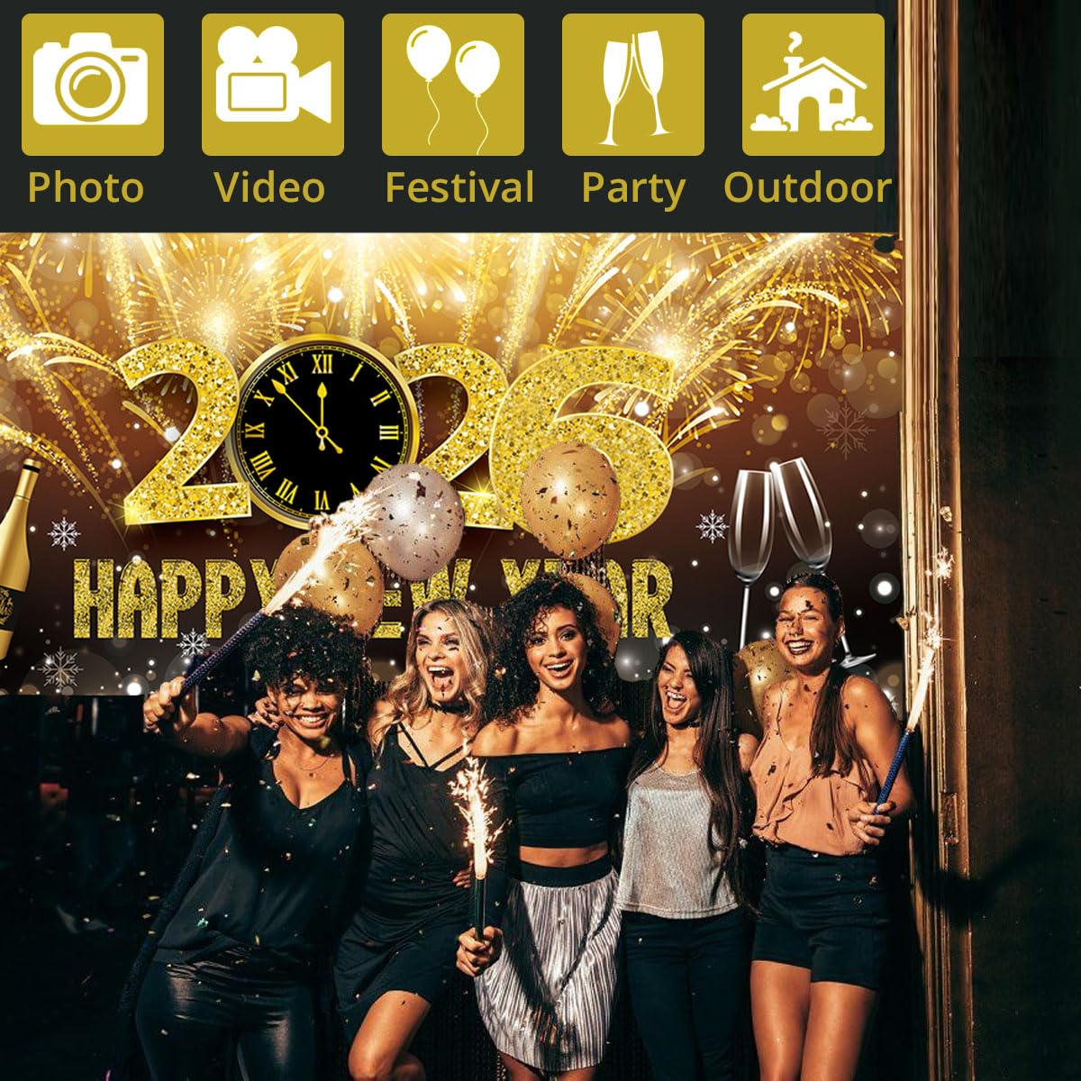 Christmas Door Decoration Santa Claus Hanging Banner Backdrop, Christmas Banner for Home Front Door Decoration -90 x 180 cm