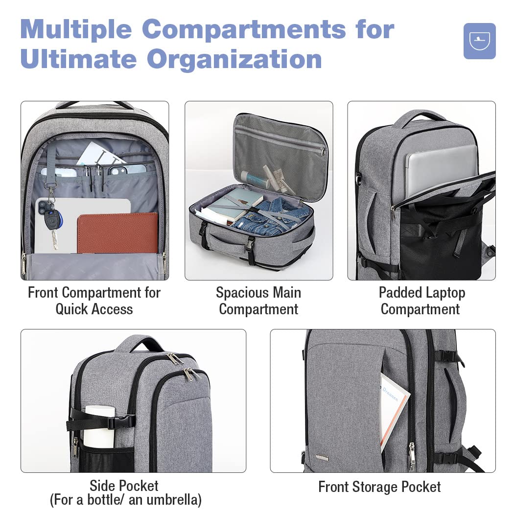 Travel Backpack Cabin Airplane 40x20x25 | Travel Backpack Woman Man - Travel Suitcases Cabin with 6 Organizer Bags - Holidays Business Travel School