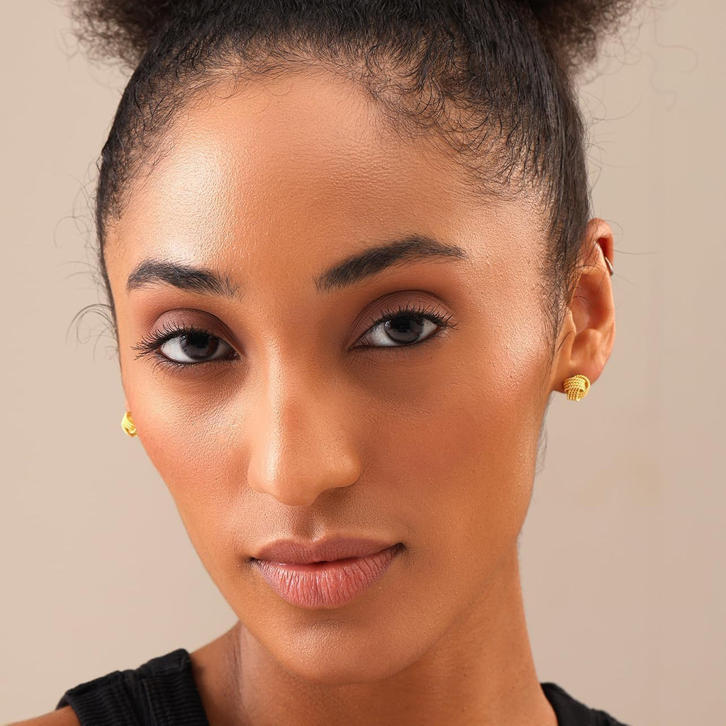 LeCalla Italian Silver Jewelry Stud Earring Twisted Design Wire Love Knot for Women