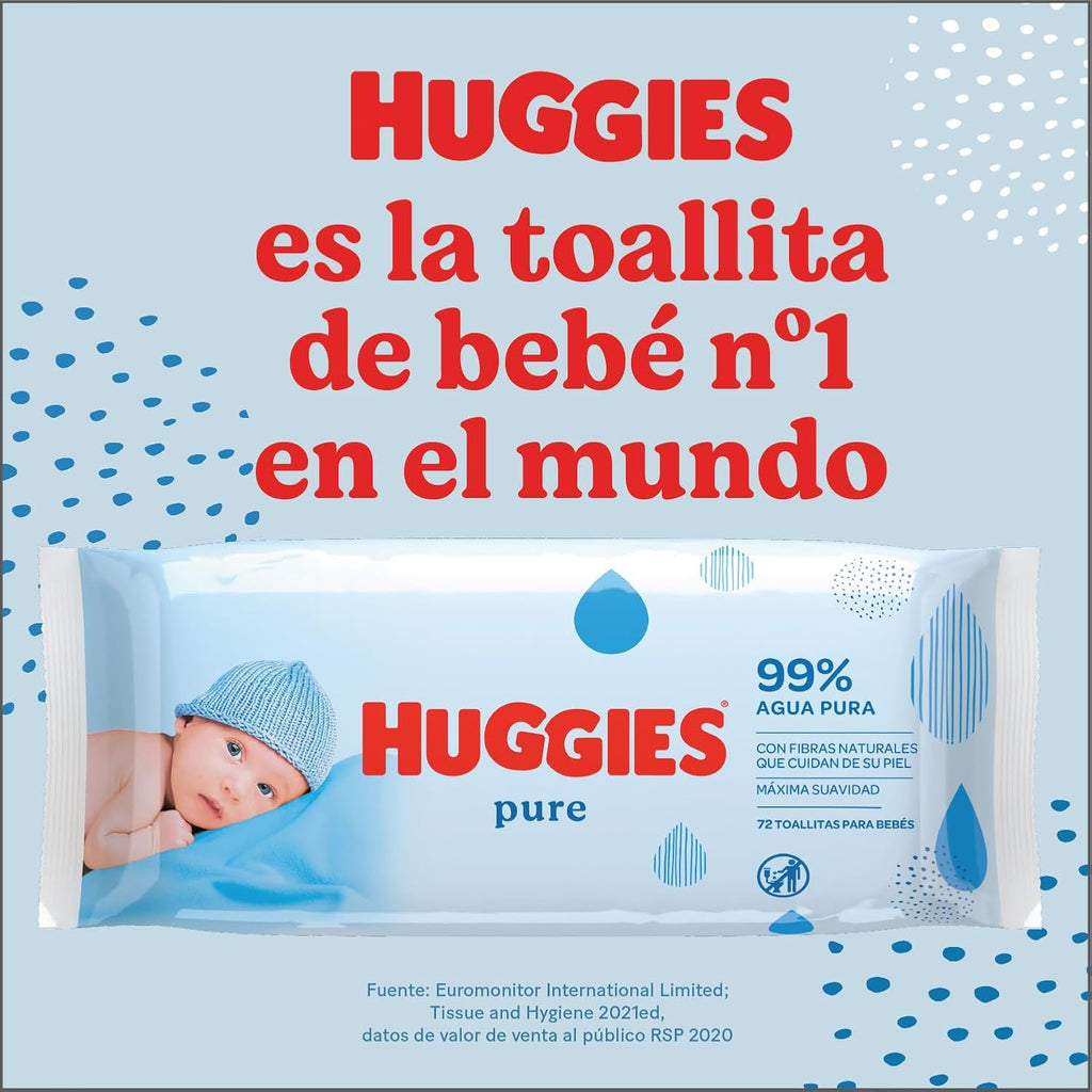 Huggies Pure Baby Wipes, 99% Pure Water, 18 Packs of 56, Total 1008 Wipes