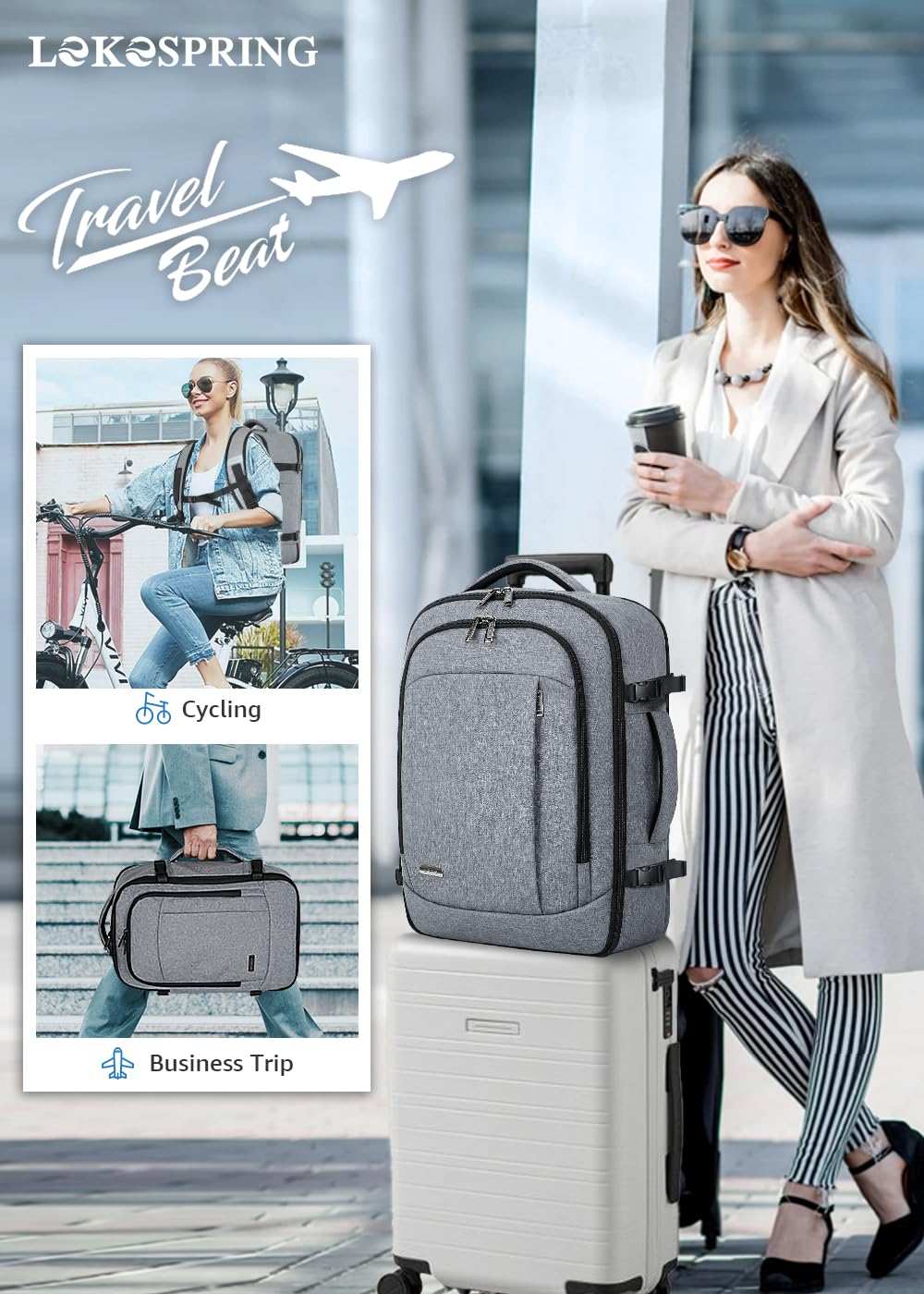 Travel Backpack Cabin Airplane 40x20x25 | Travel Backpack Woman Man - Travel Suitcases Cabin with 6 Organizer Bags - Holidays Business Travel School