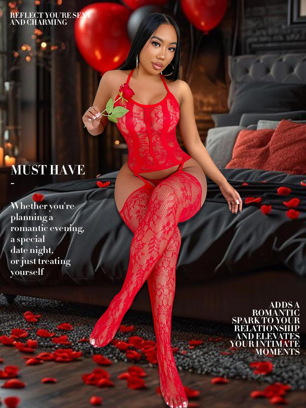 Buitifo mesh bodysuit woman plus size crotchless sexy sleepwear soft lingerie women