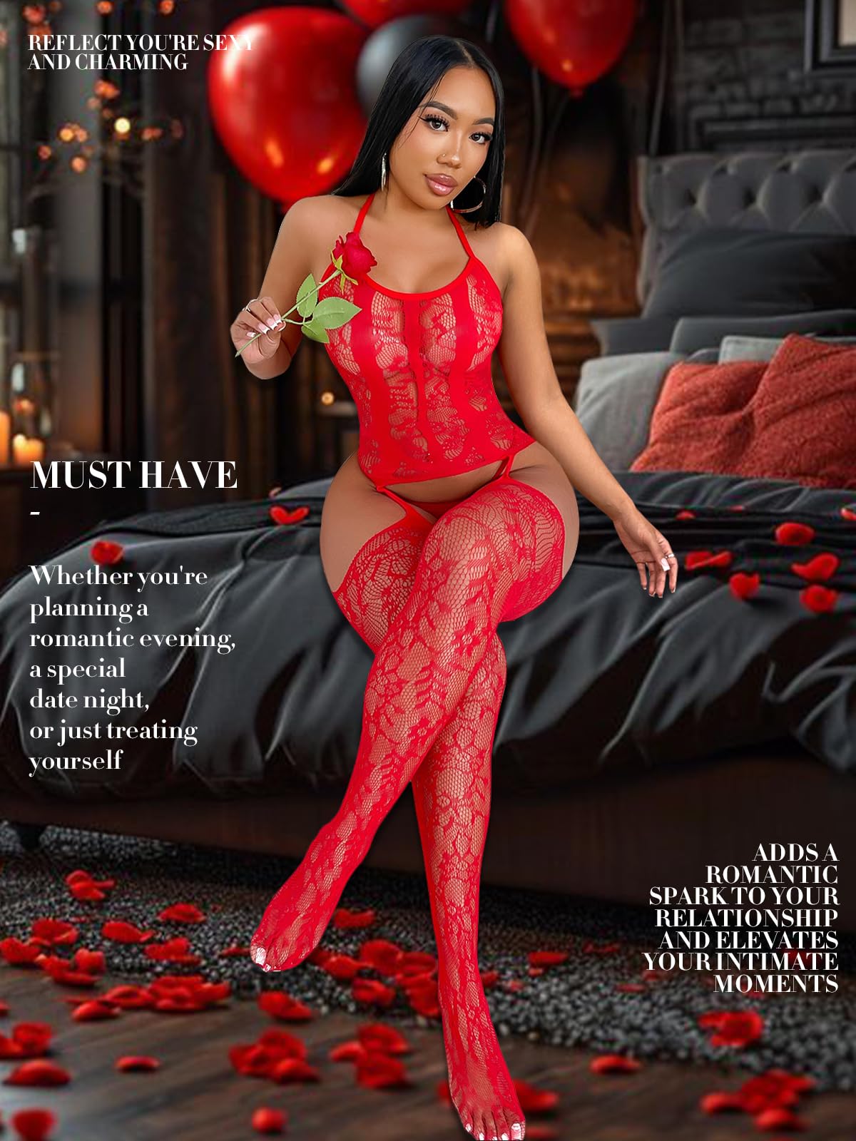 Buitifo mesh bodysuit woman plus size crotchless sexy sleepwear soft lingerie women