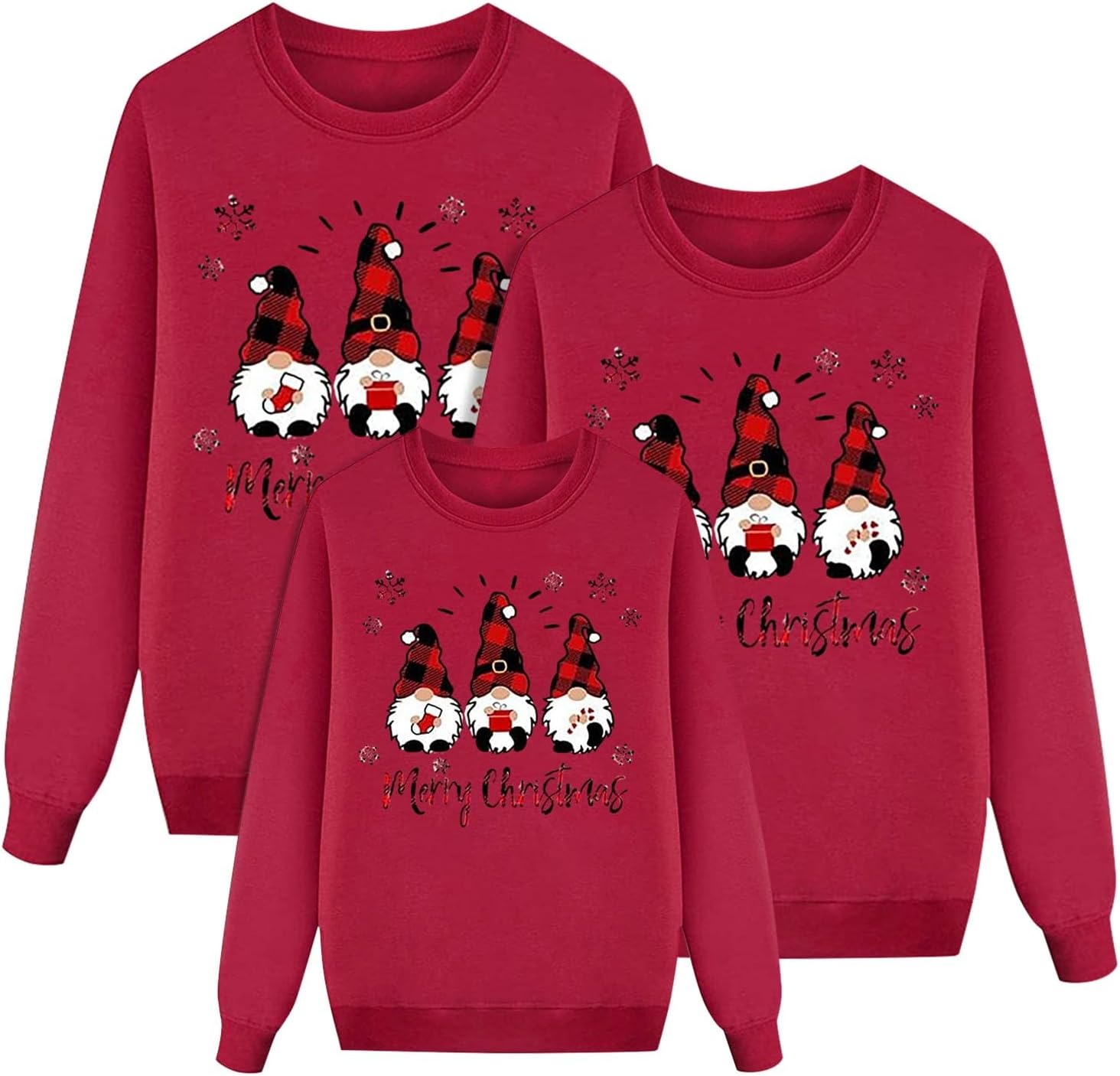 Sweater Christmas Family Woman Man Child Christmas Sweatshirts Family Round Neck Long Sleeve Christmas Sweater Winter Warm Christmas Jerseys for Couples Blouses Tops