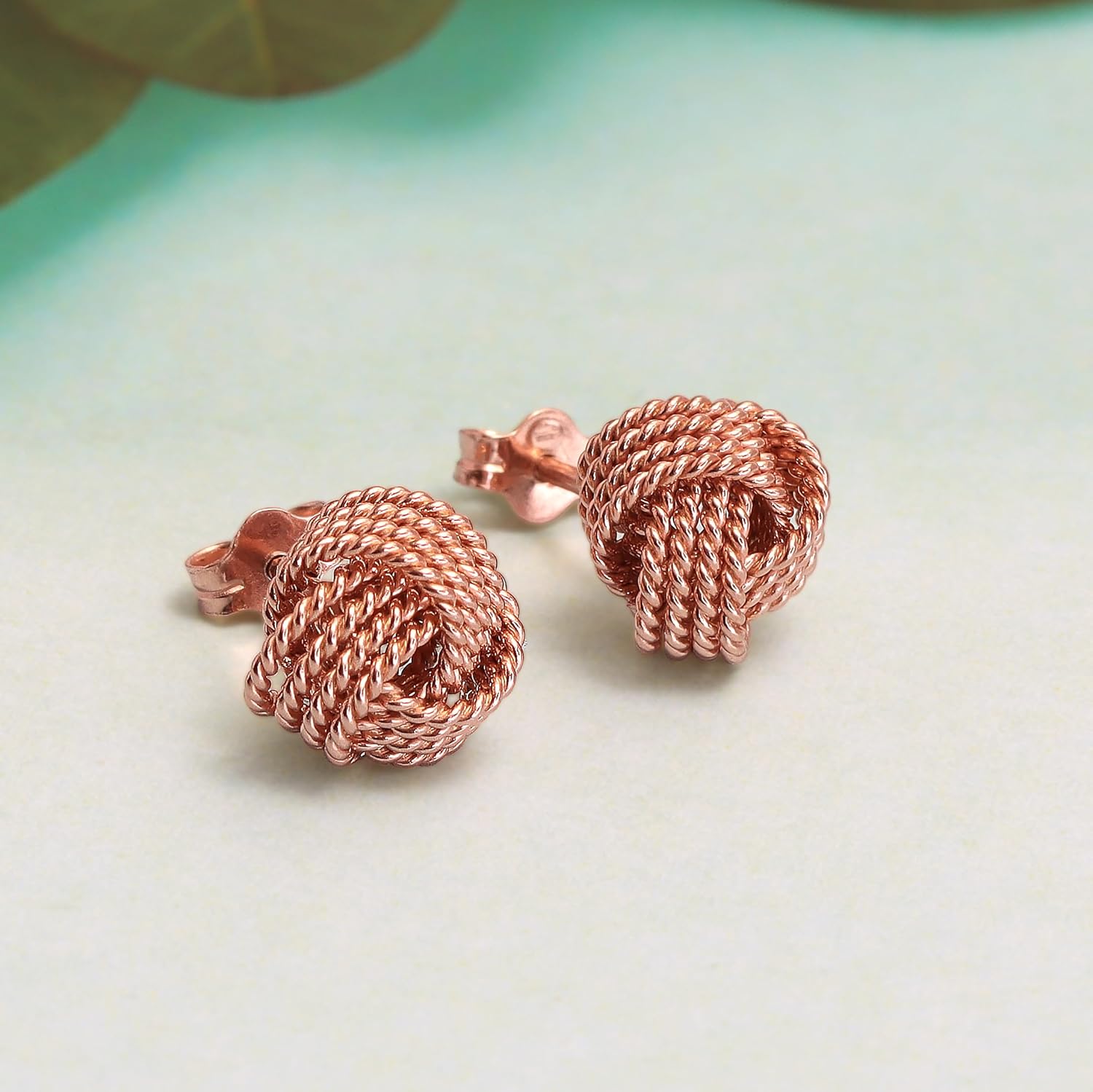 LeCalla Italian Silver Jewelry Stud Earring Twisted Design Wire Love Knot for Women